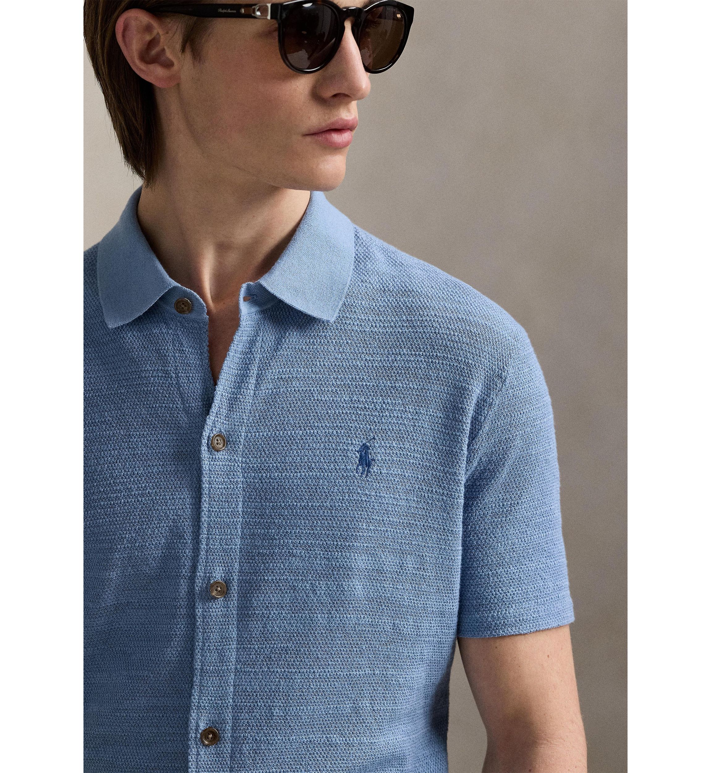 Textured Cotton-Linen Shirt Sweater