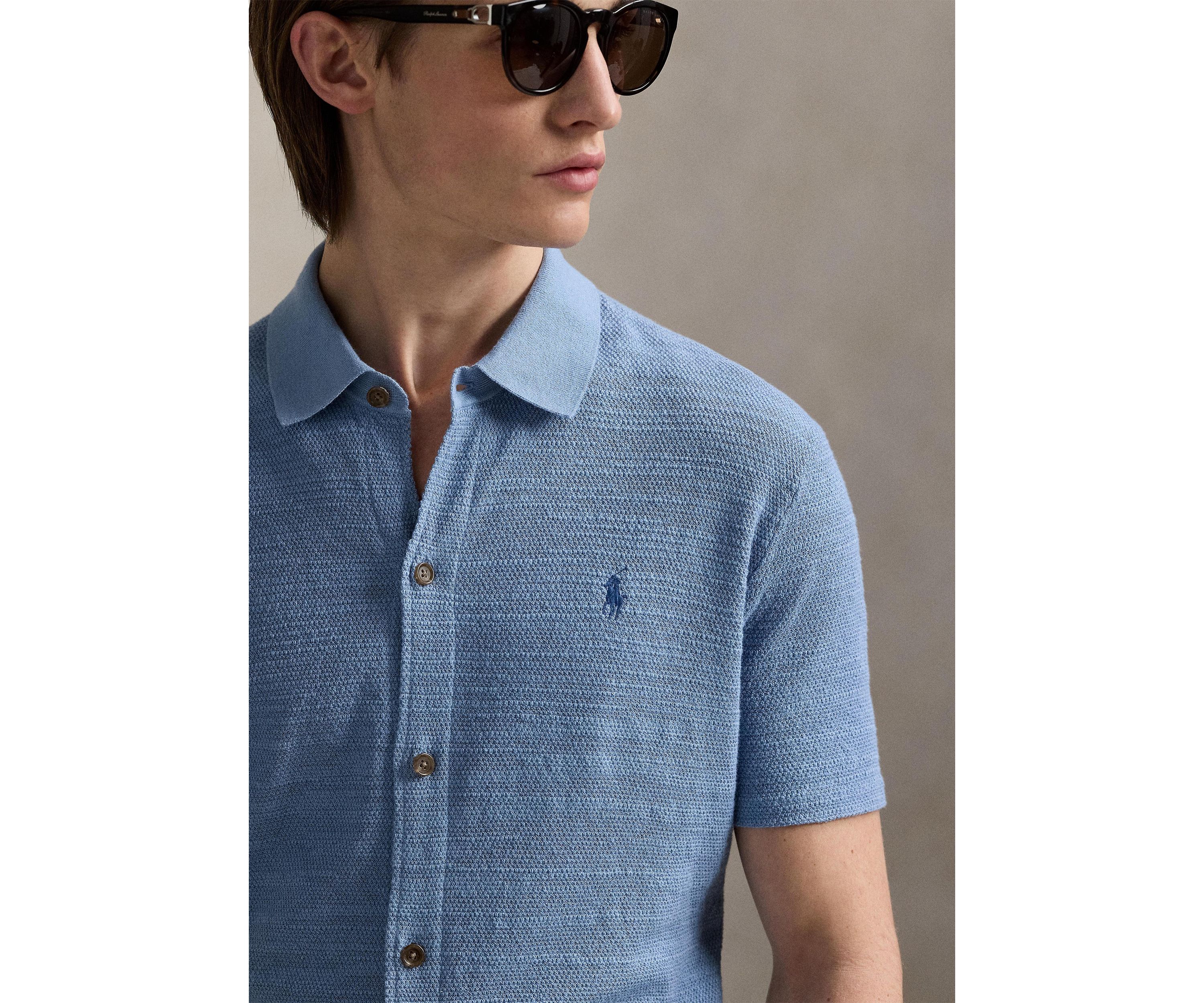 Textured Cotton-Linen Shirt Sweater