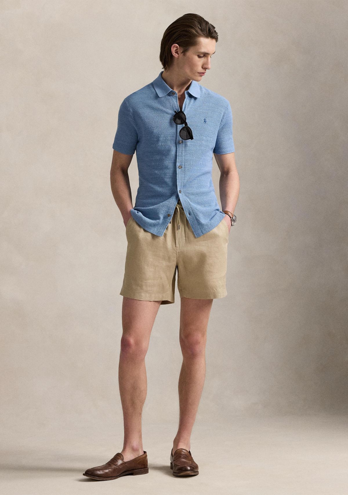 Textured Cotton-Linen Shirt Sweater