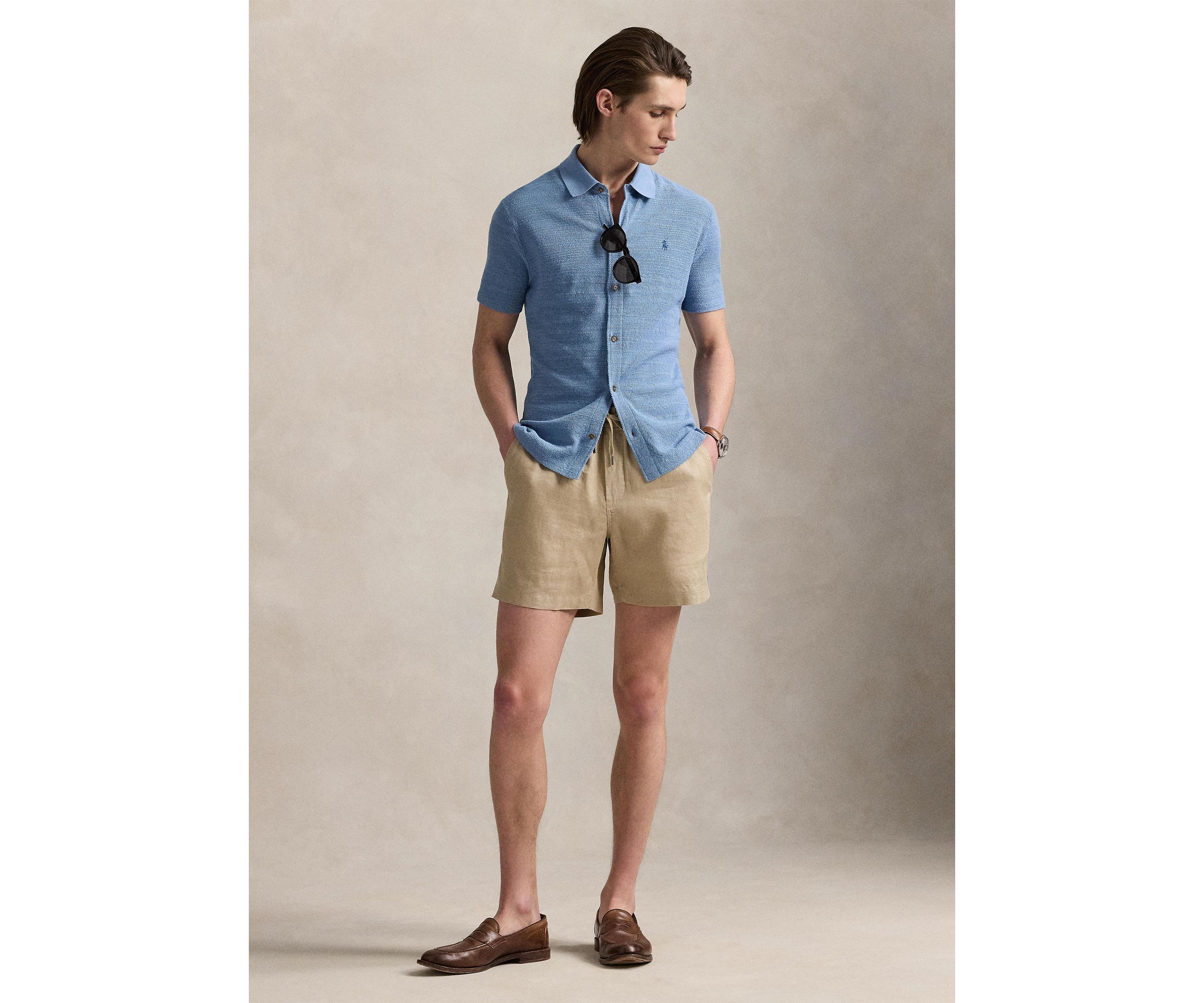 Textured Cotton-Linen Shirt Sweater
