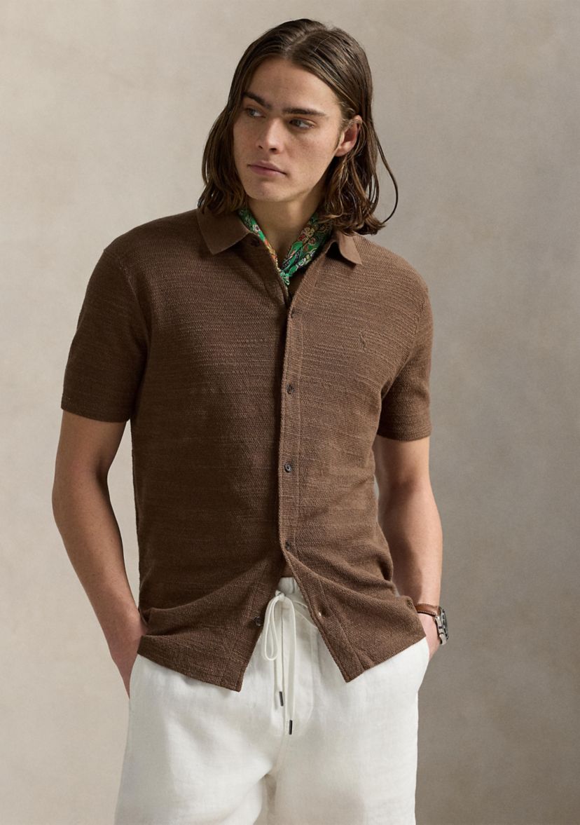 POLO RALPHLAUREN リネン Polo Ralph Lauren Textured Cotton-Linen Shirt Sweater | Belk