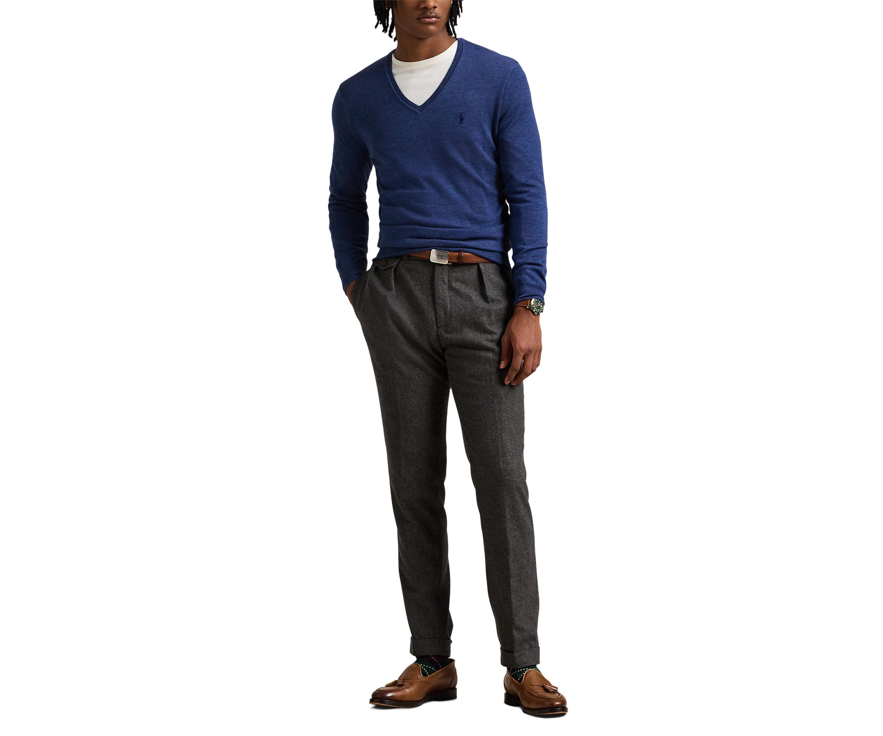 Washable Wool V-Neck Sweater