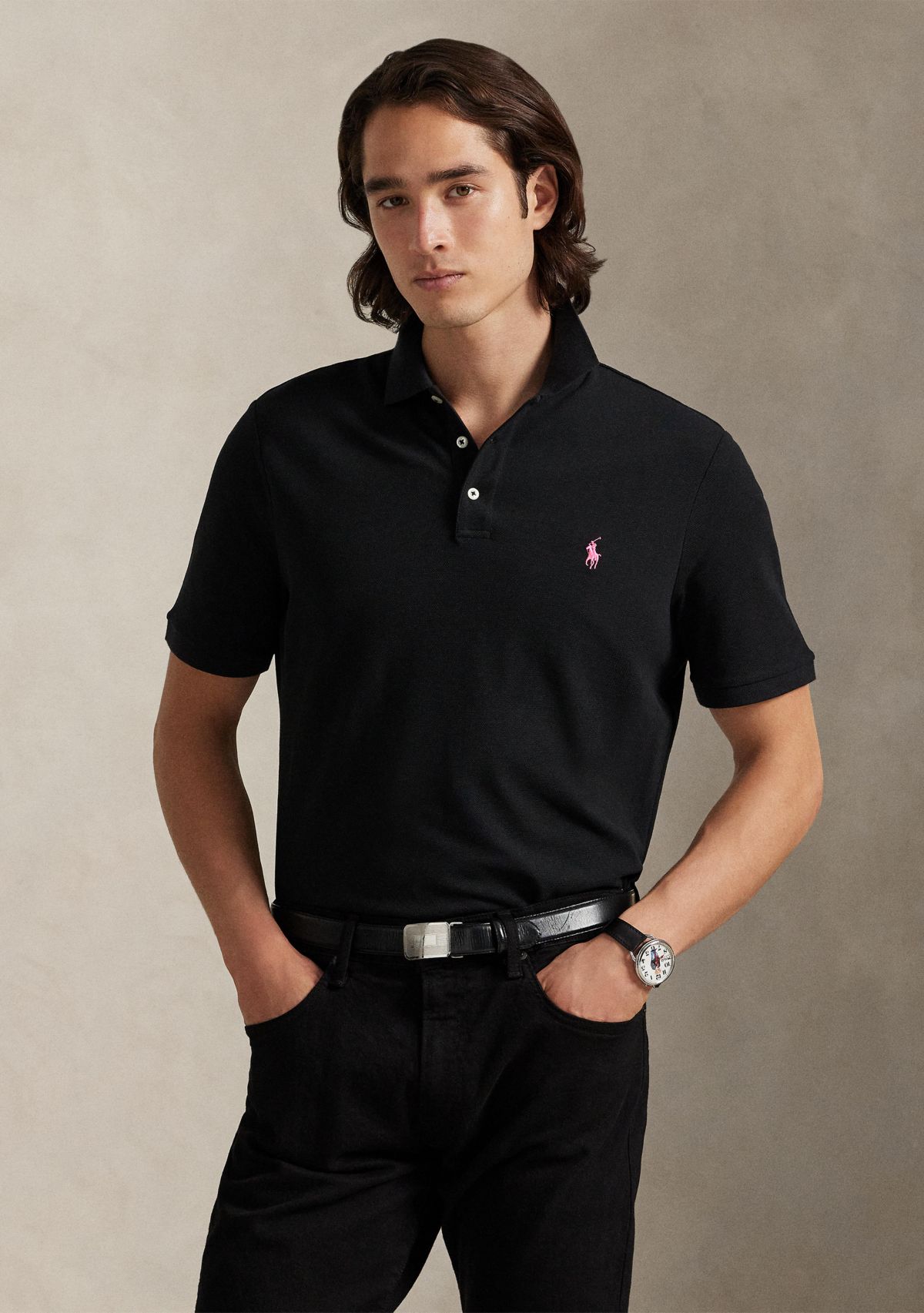 Pink Pony Stretch Mesh Polo Shirt