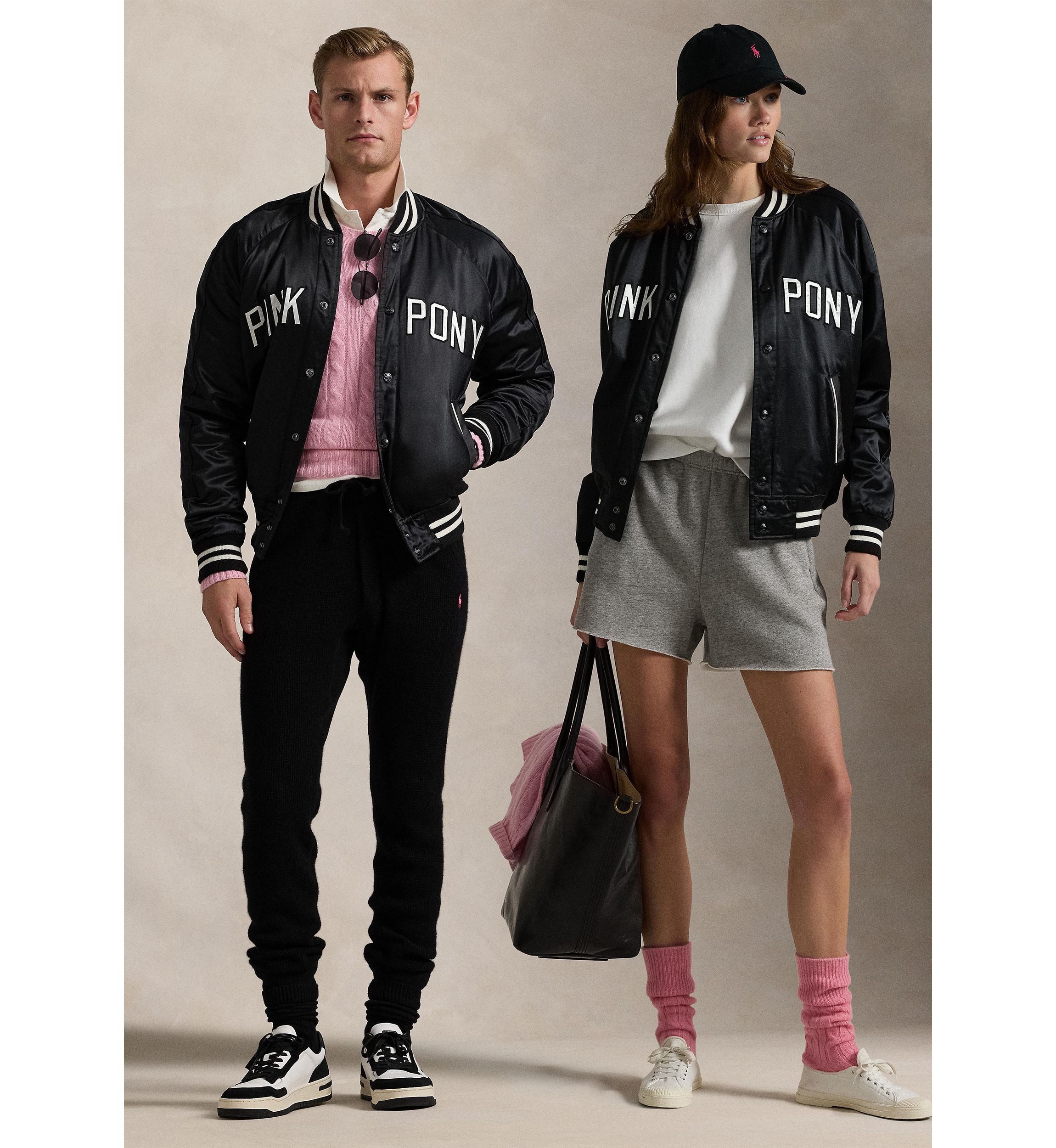 Pink Pony Satin Baseball Jacket