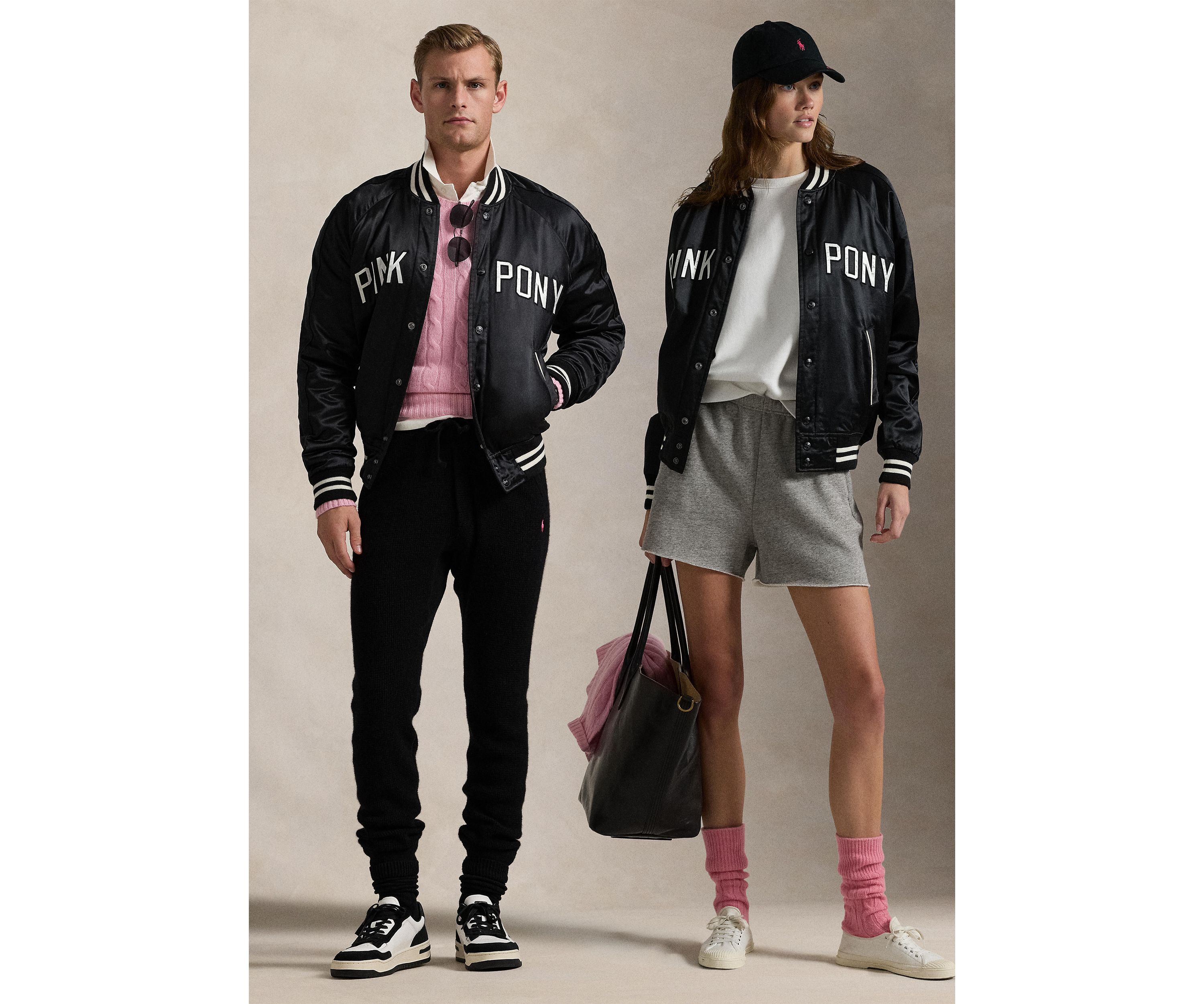 Pink Pony Satin Baseball Jacket