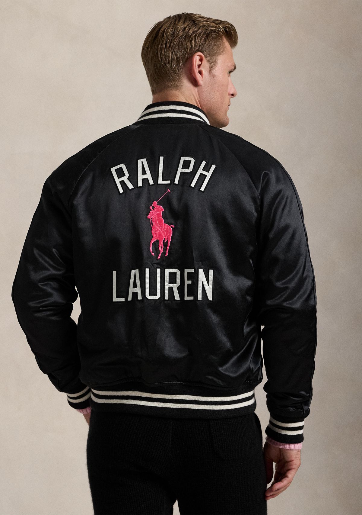 Pink Pony Satin Baseball Jacket