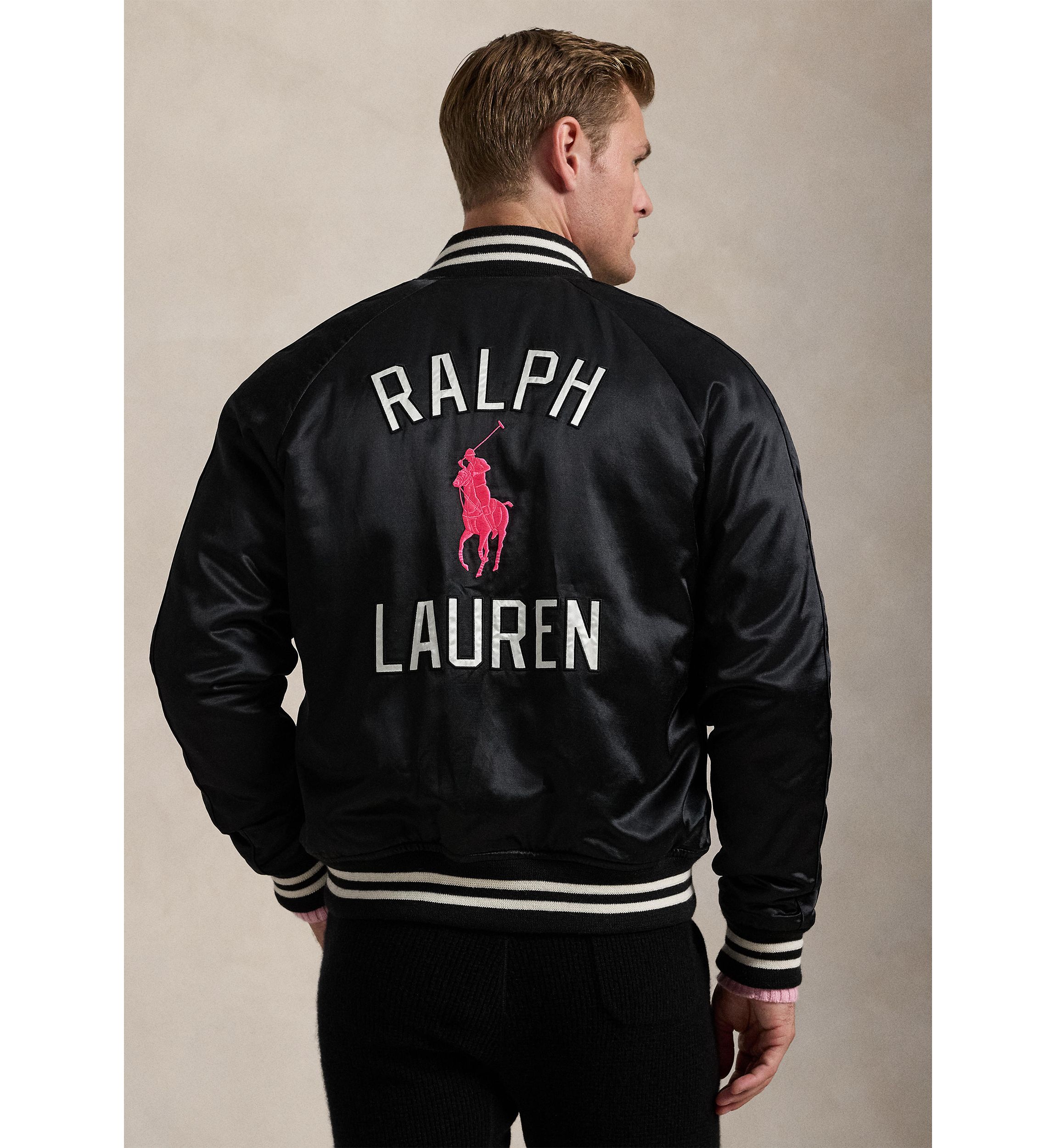 Pink Pony Satin Baseball Jacket