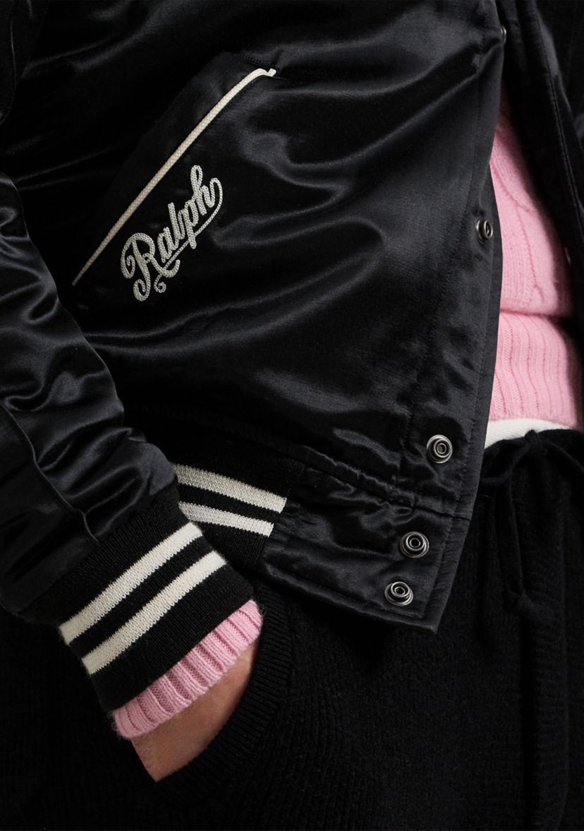 Pink Pony Satin Baseball Jacket