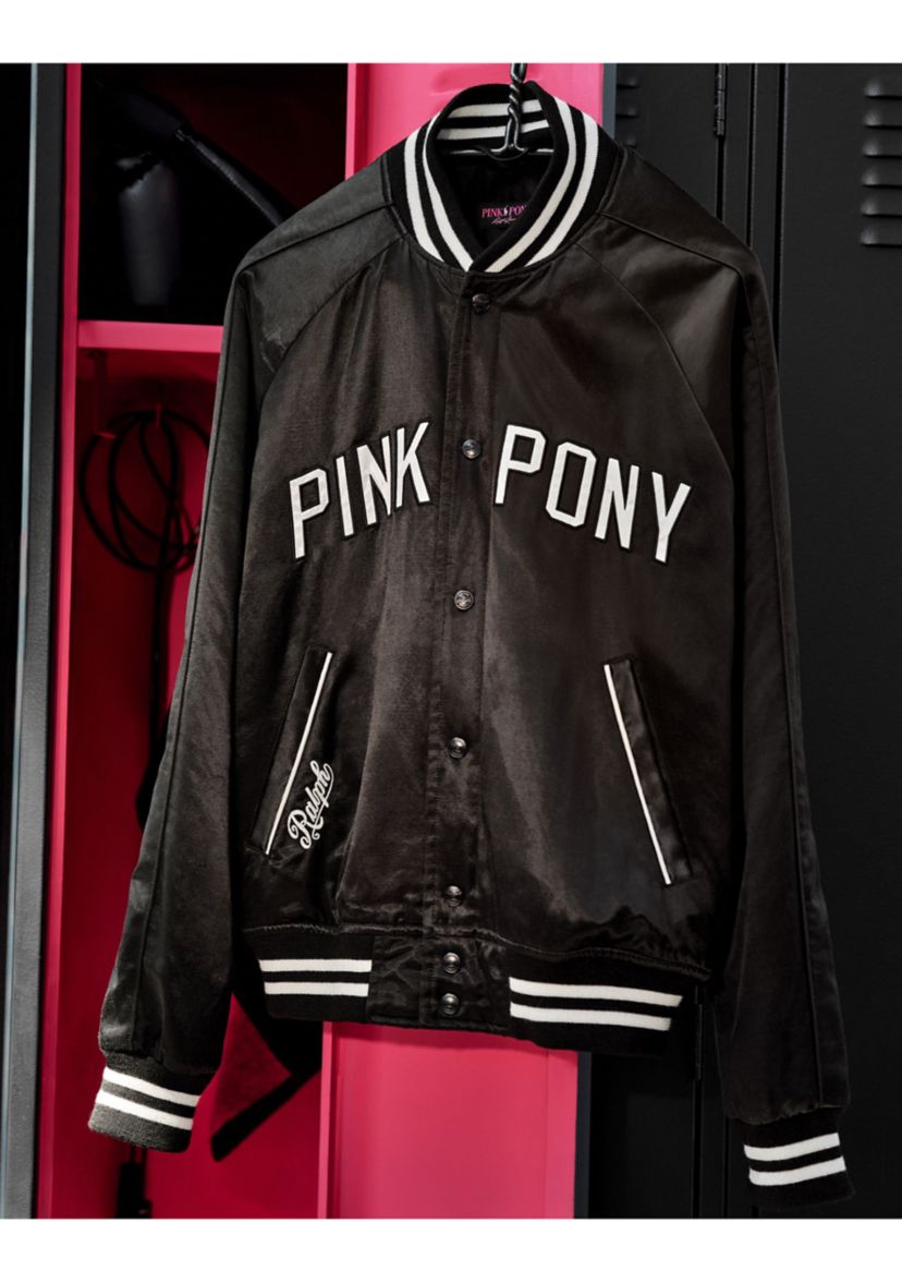 Pink Pony Satin Baseball Jacket