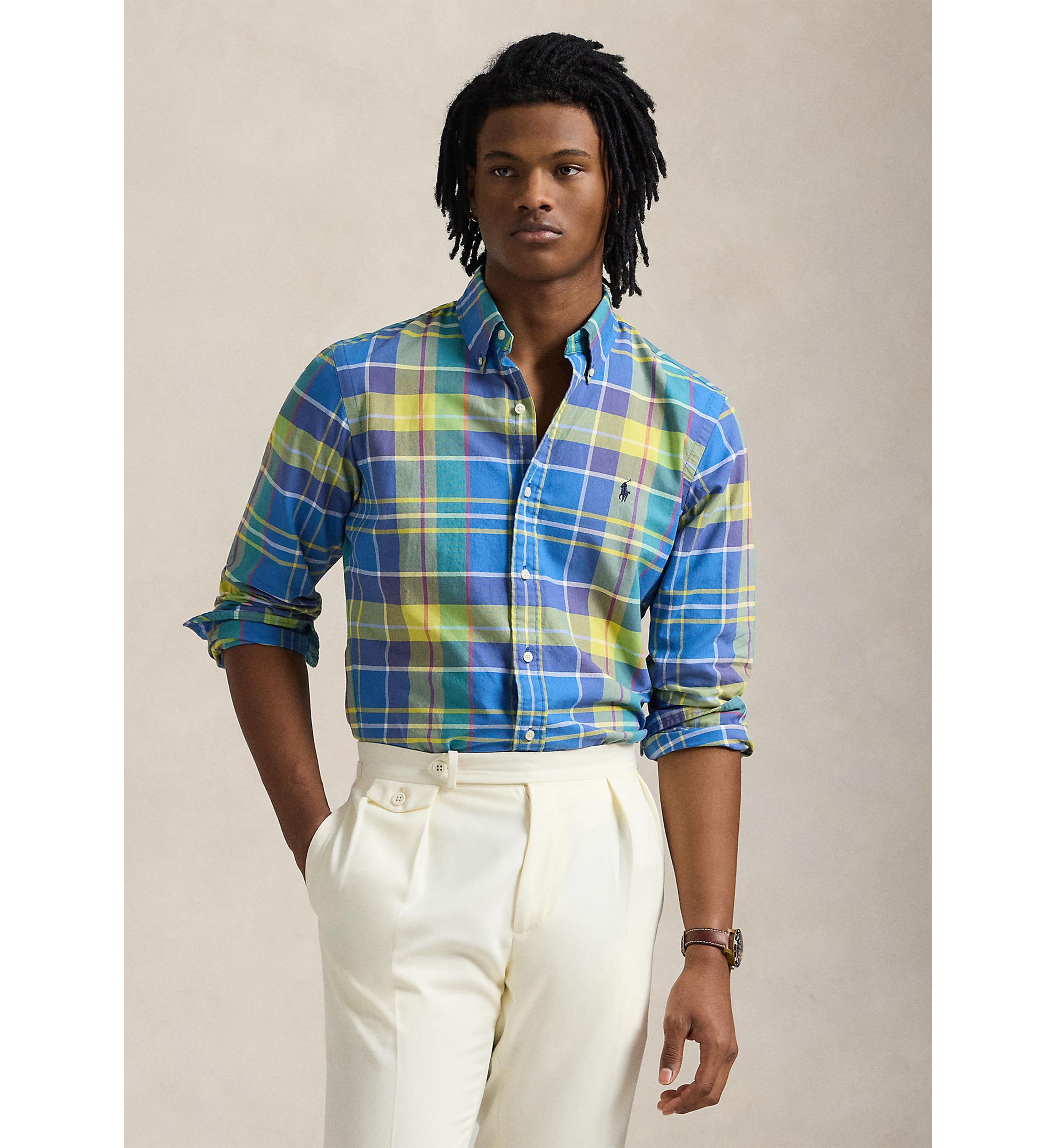 Classic Fit Plaid Oxford Shirt