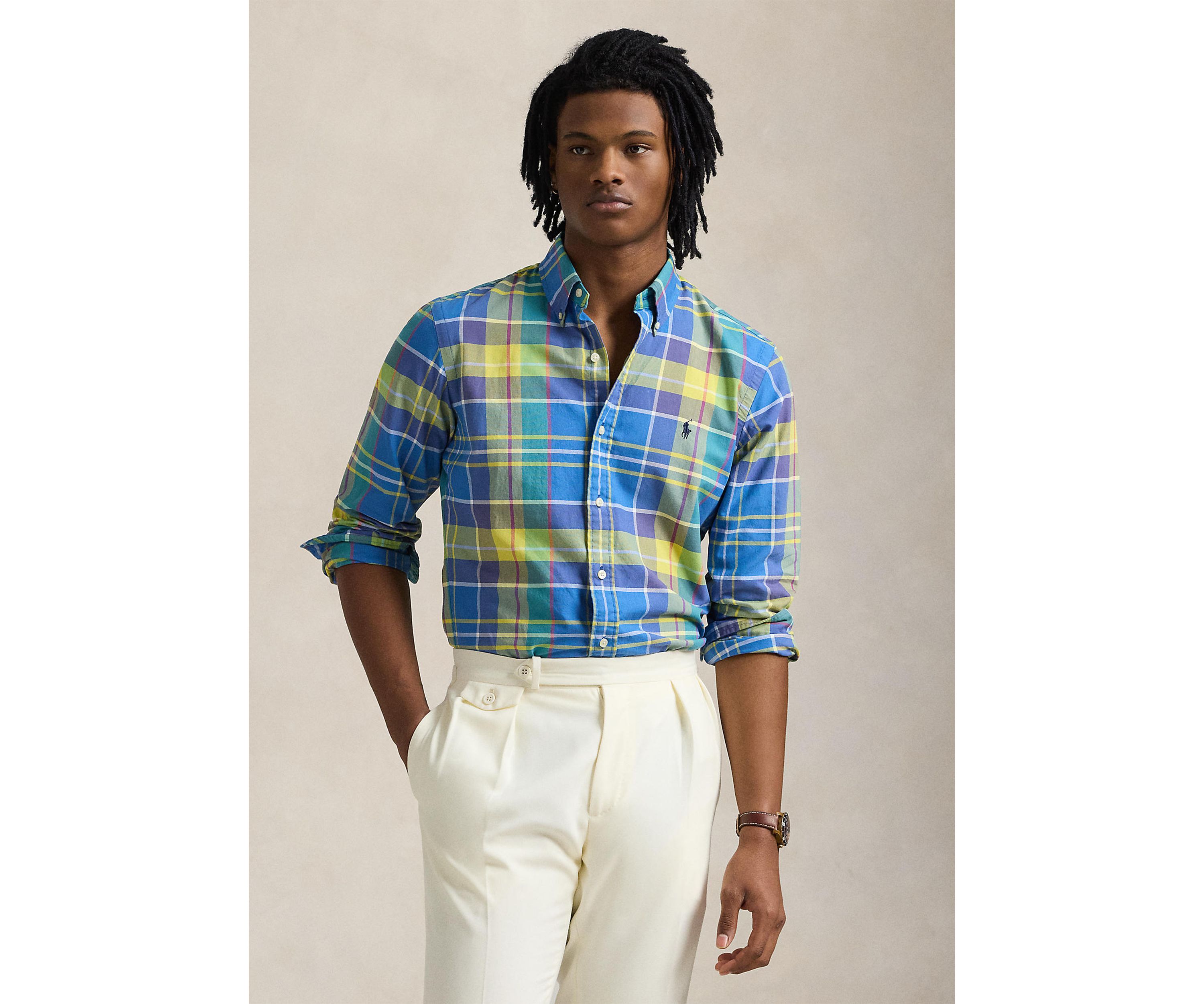 Classic Fit Plaid Oxford Shirt