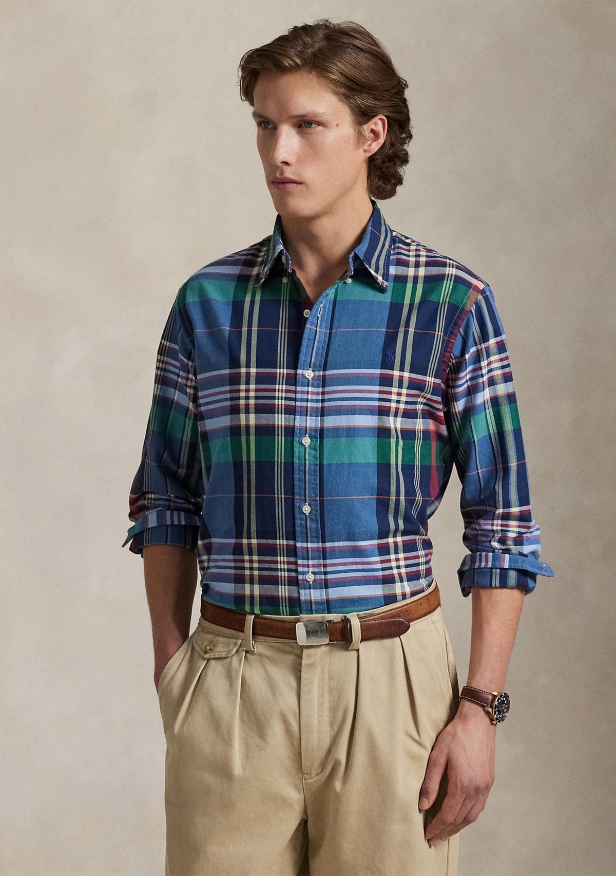 Classic Fit Plaid Oxford Shirt