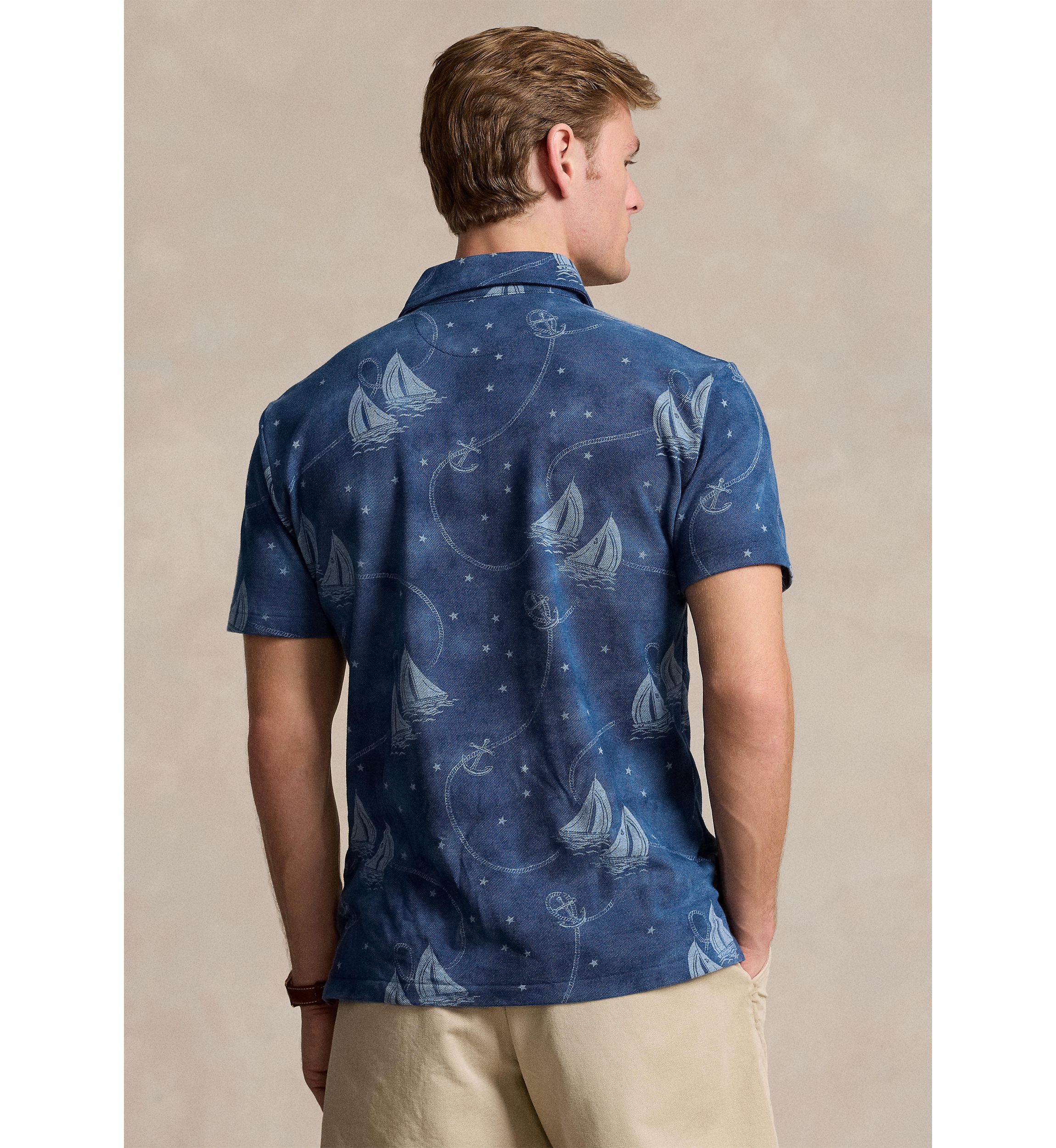 Classic Fit Nautical Mesh Polo Shirt