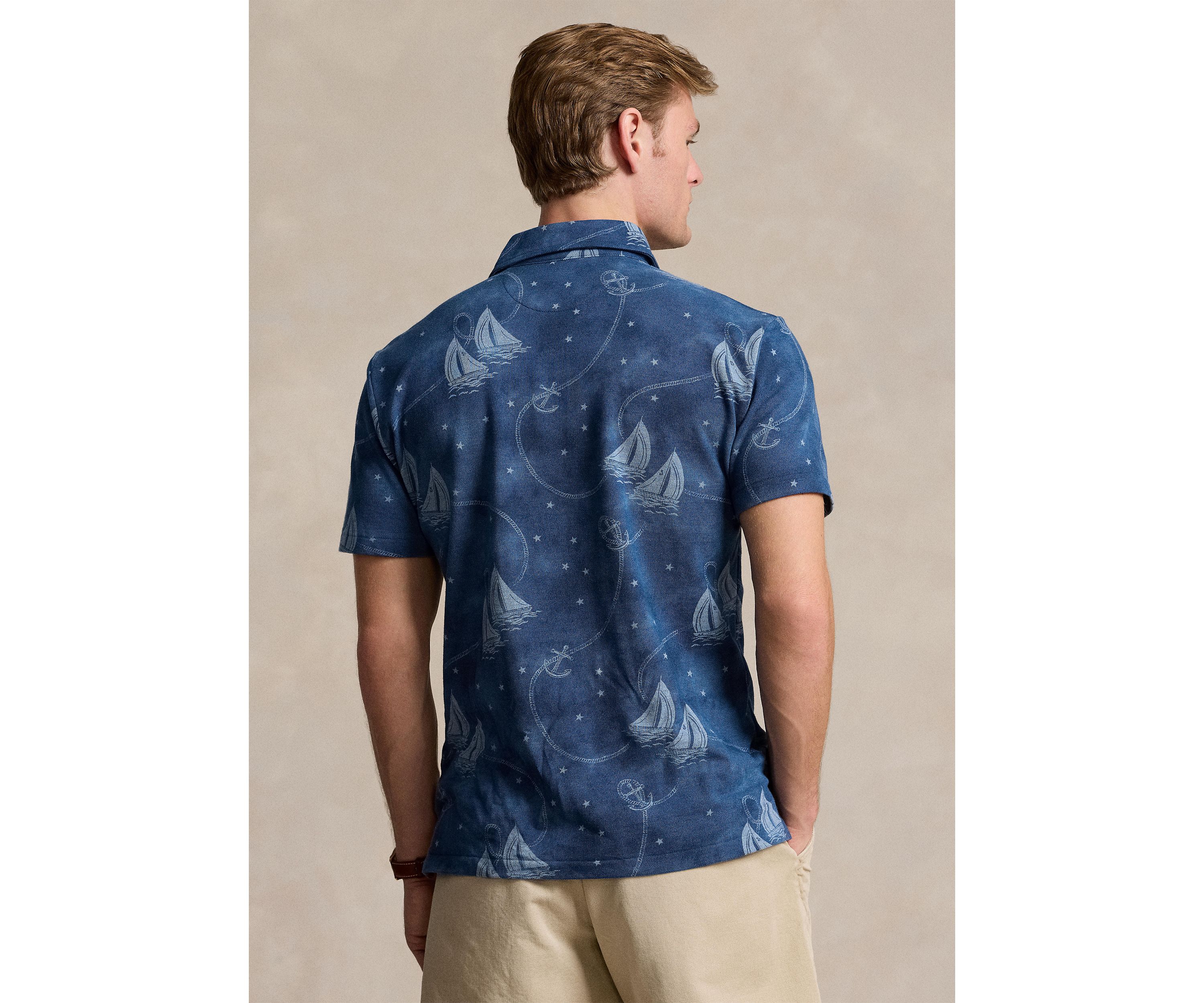 Classic Fit Nautical Mesh Polo Shirt