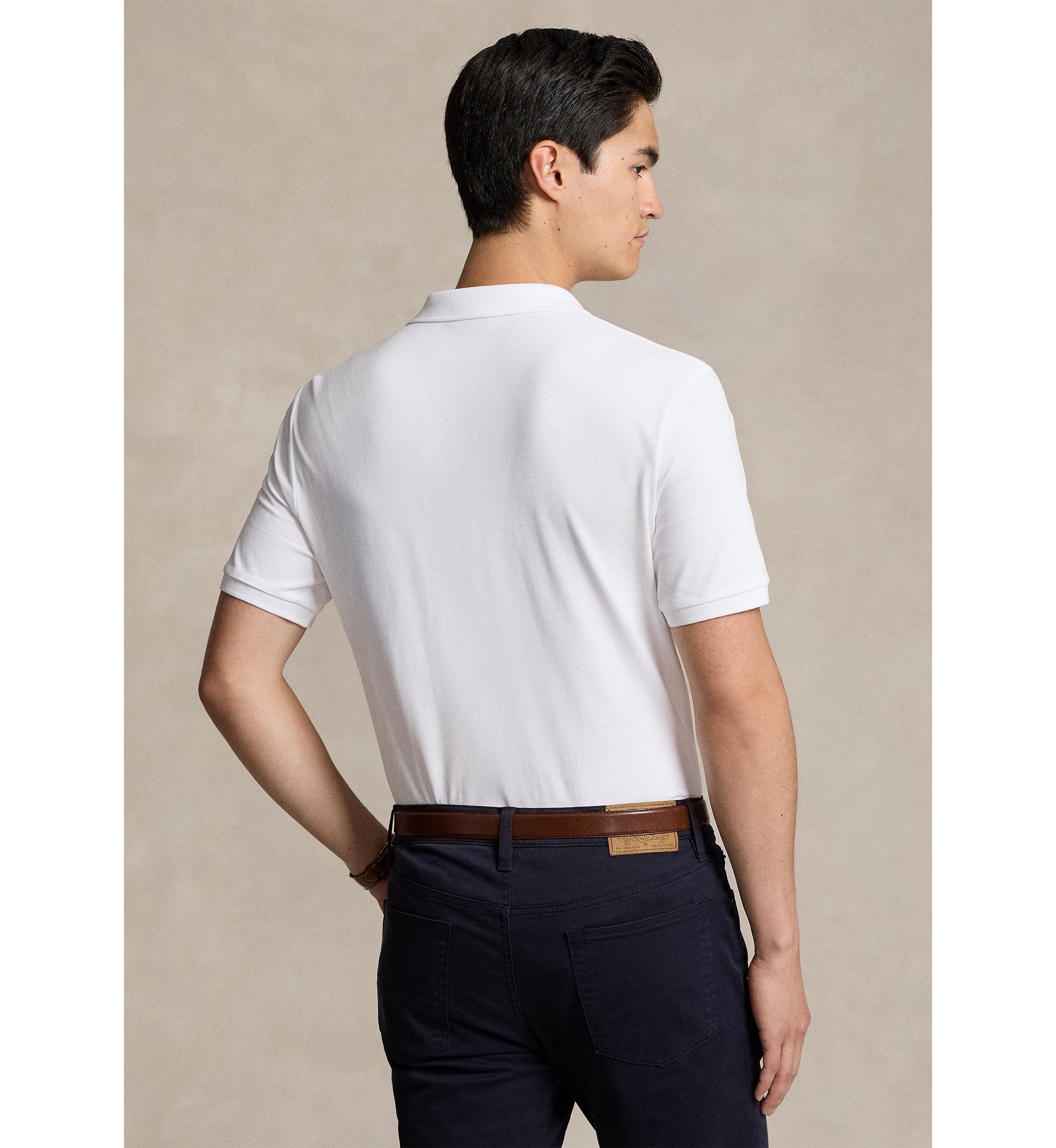 Classic Fit Stretch Mesh Zip Polo Shirt