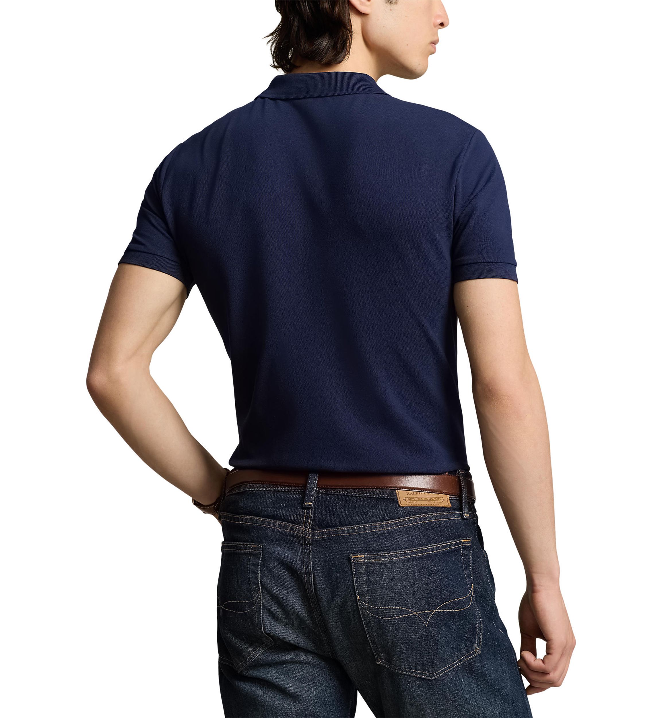 Classic Fit Stretch Mesh Zip Polo Shirt