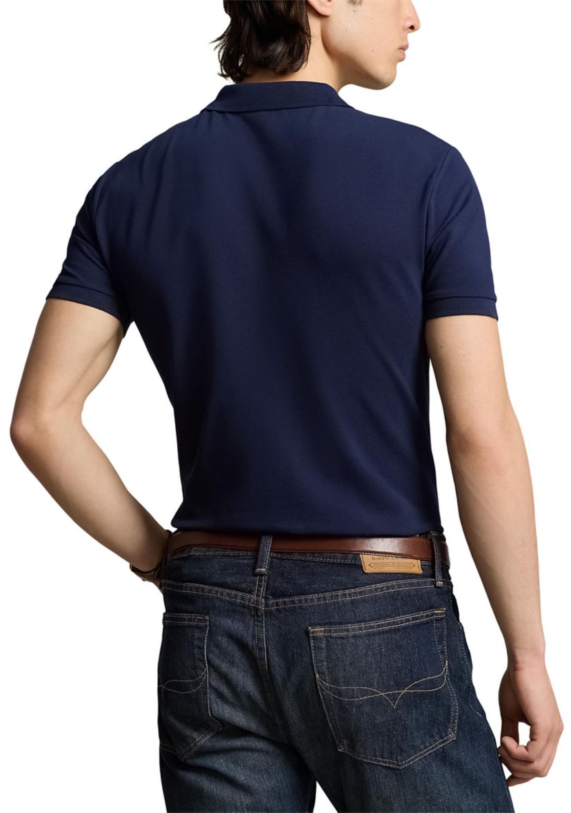 Classic Fit Stretch Mesh Zip Polo Shirt