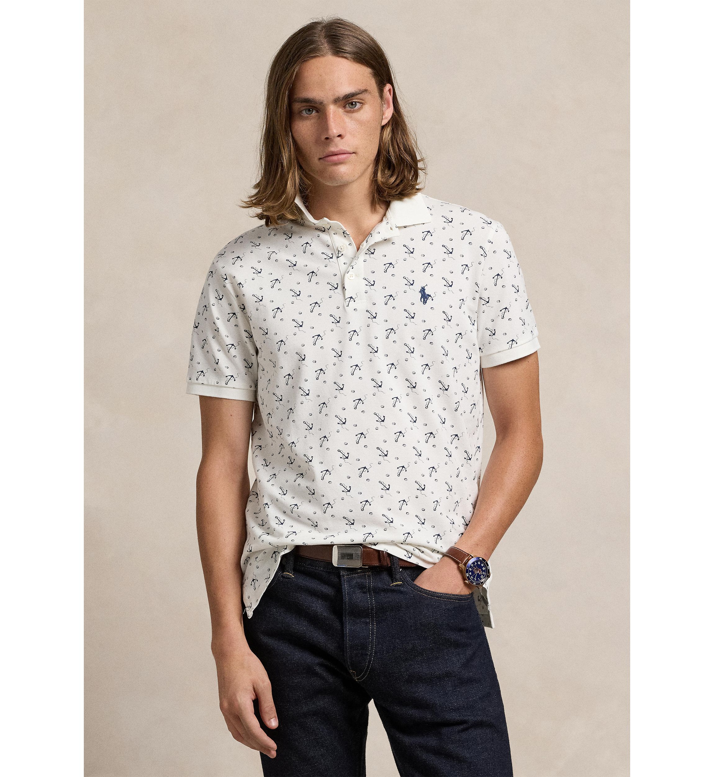 Classic Fit Stretch Mesh Polo Shirt