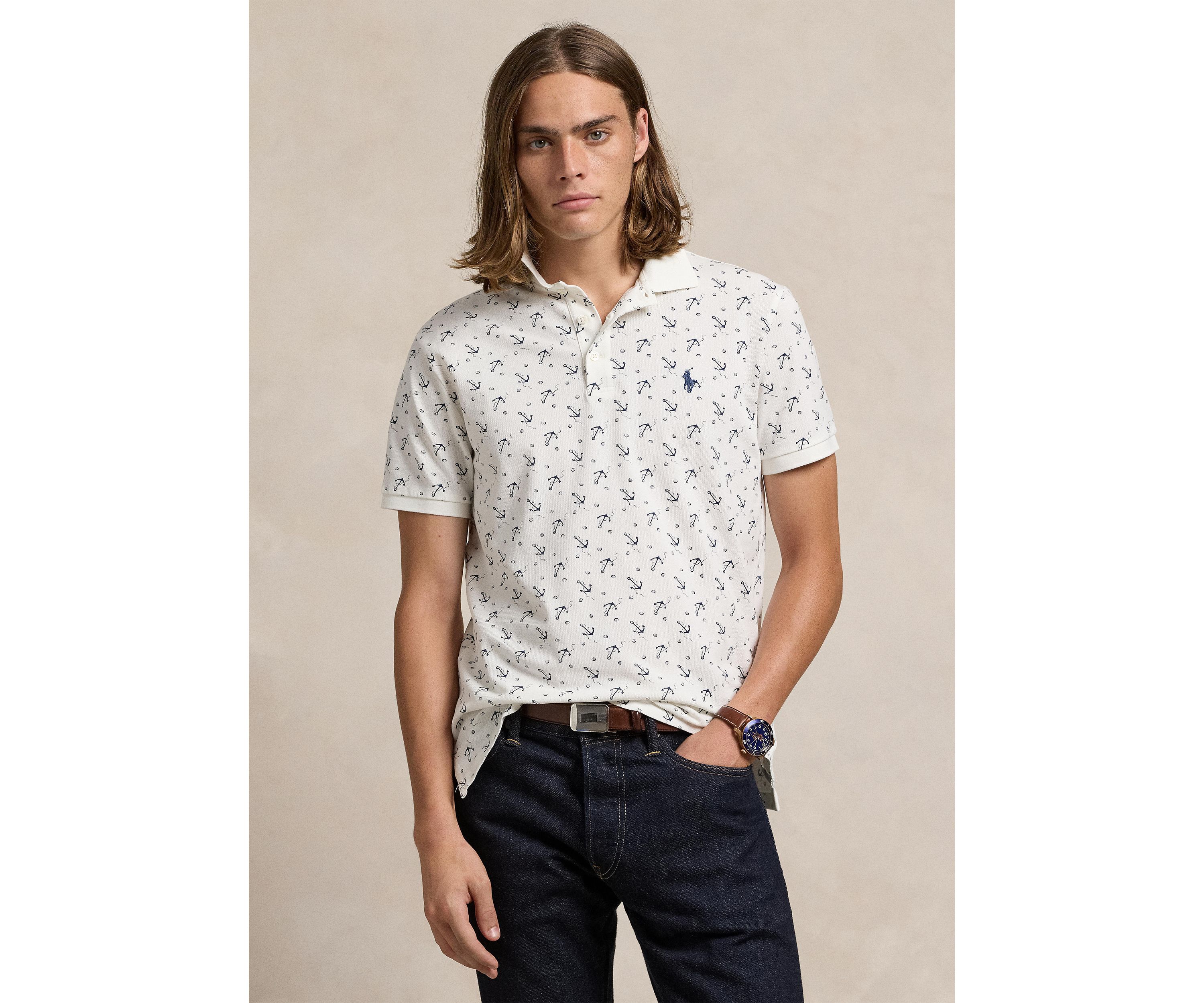 Classic Fit Stretch Mesh Polo Shirt