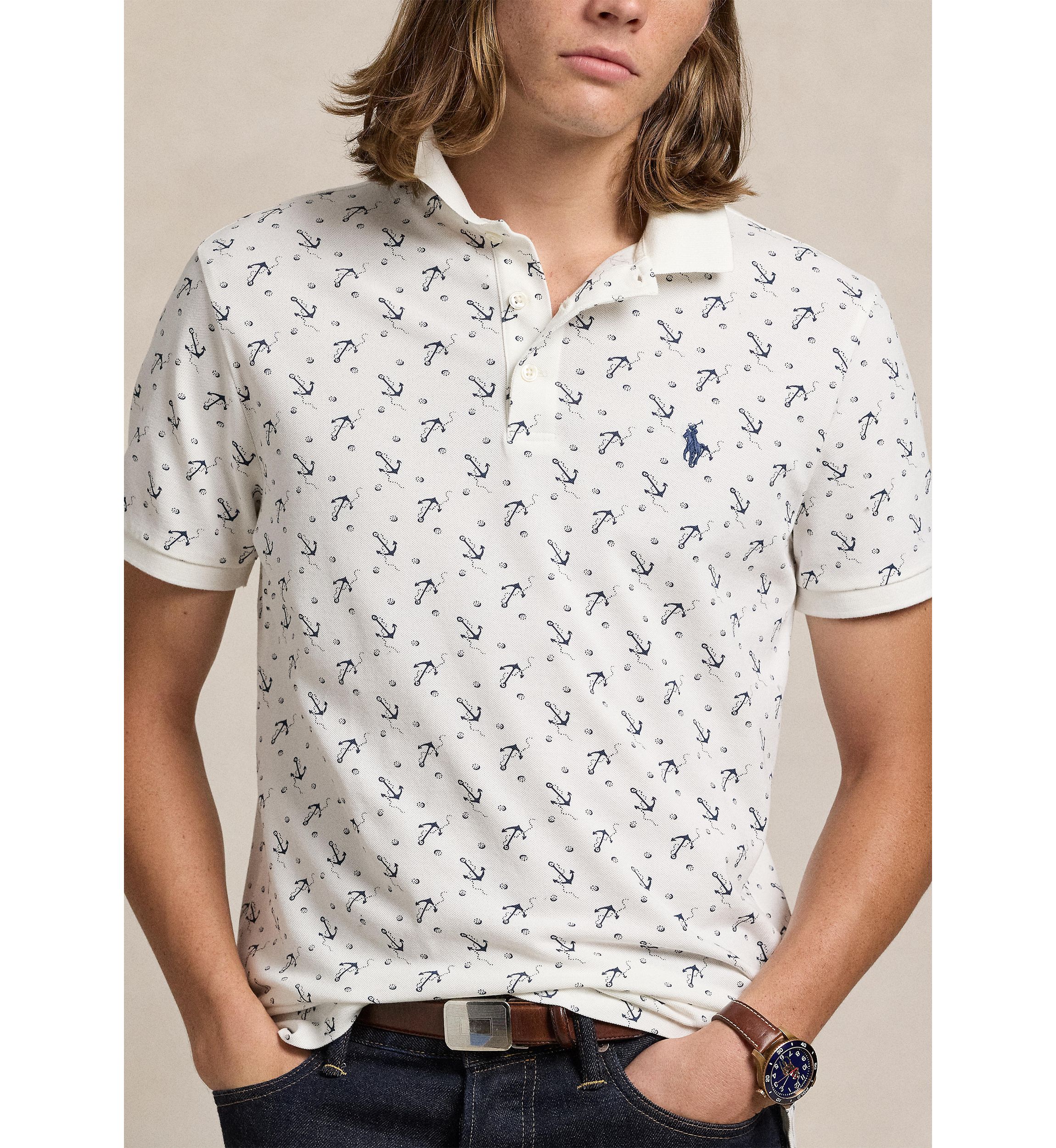 Classic Fit Stretch Mesh Polo Shirt