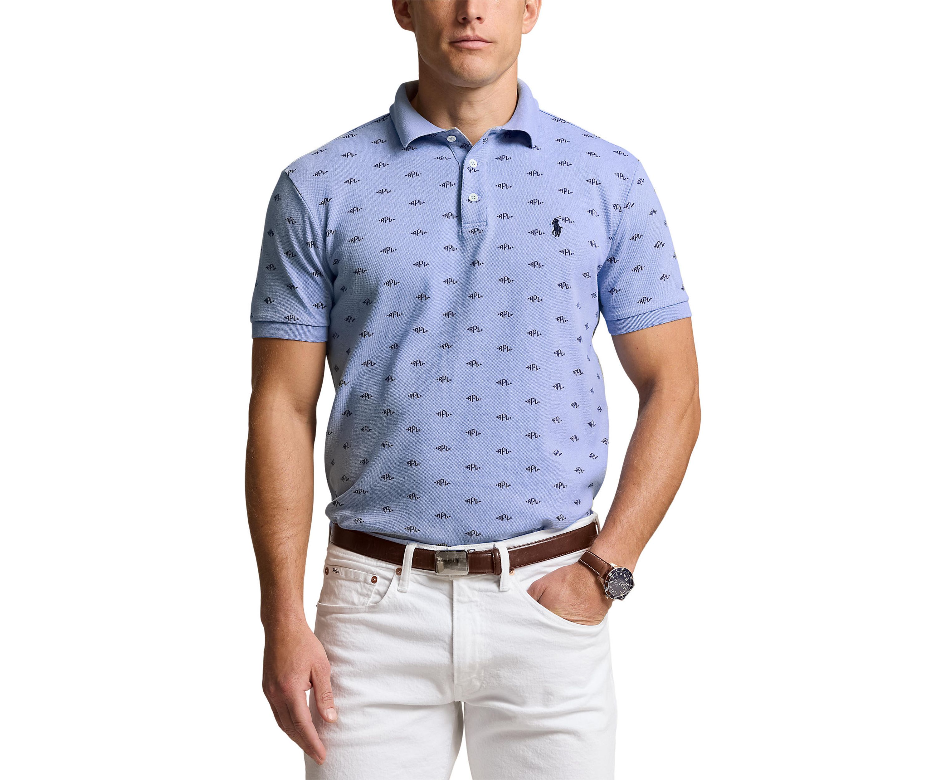 Classic Fit Monogram Stretch Polo Shirt