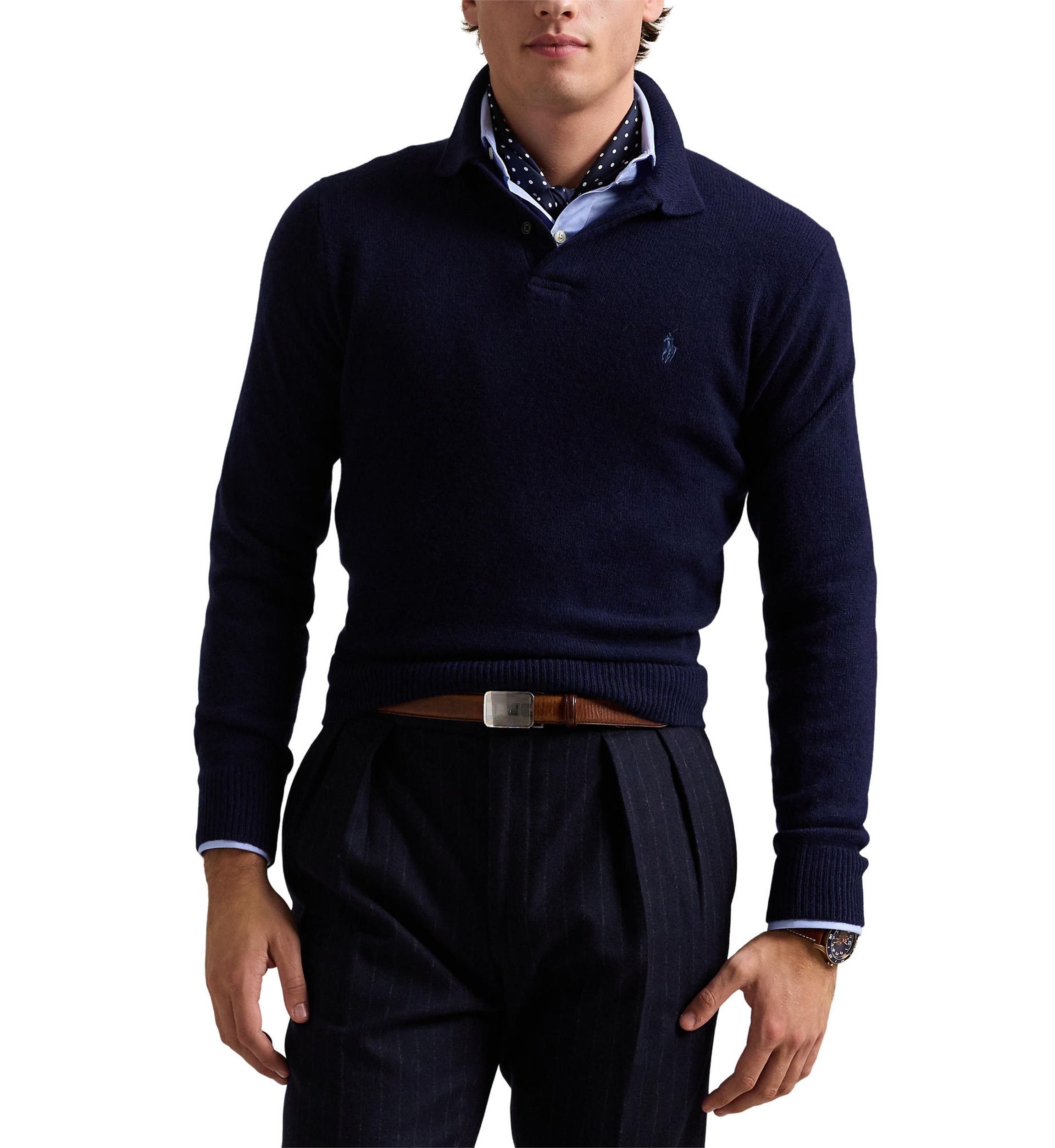 Wool-Cashmere Polo-Collar Sweater