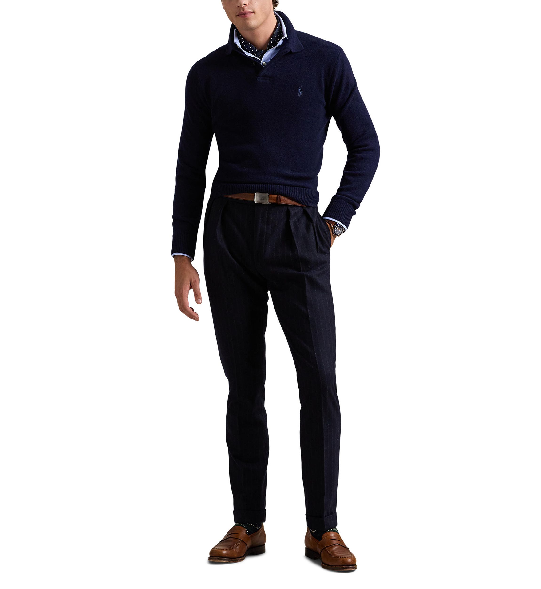 Wool-Cashmere Polo-Collar Sweater