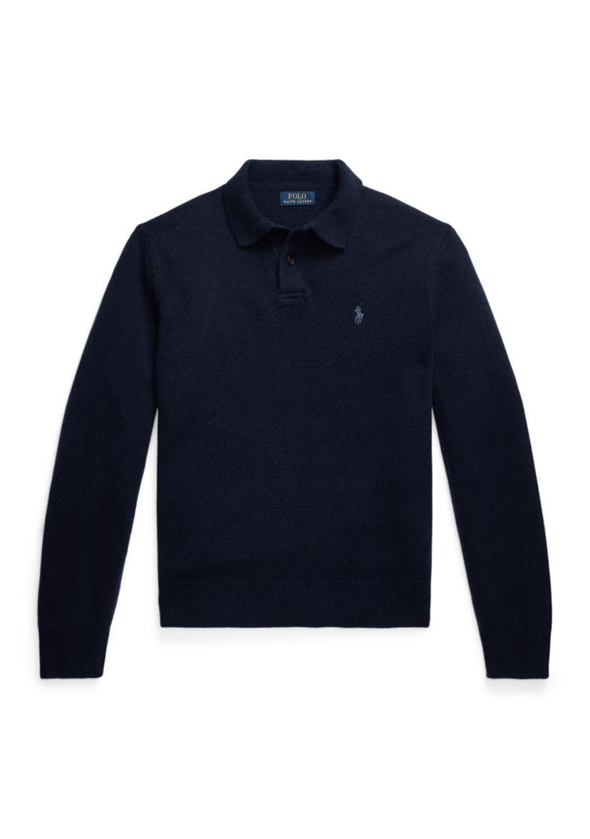 Wool-Cashmere Polo-Collar Sweater