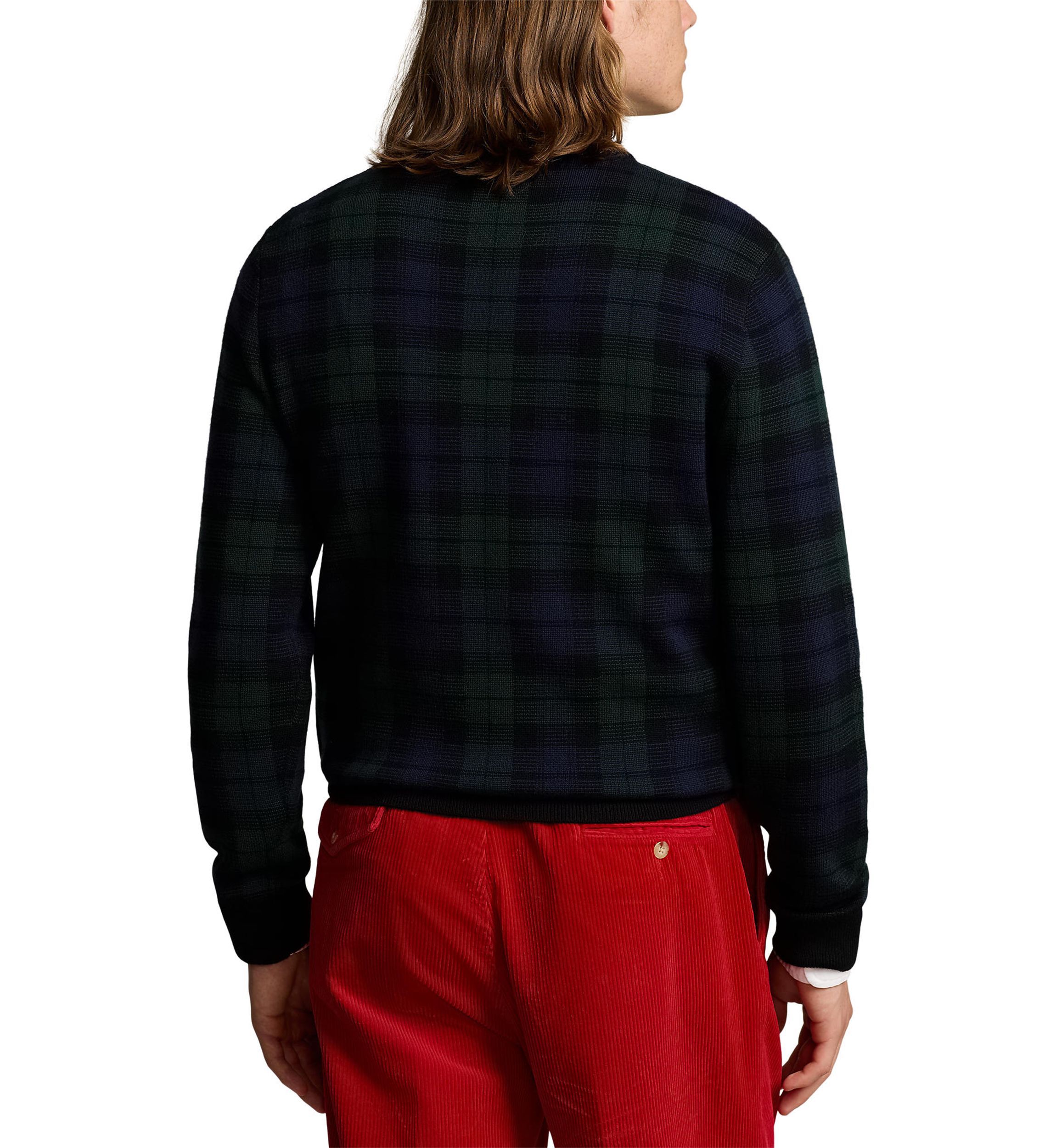 Plaid Washable Wool Sweater