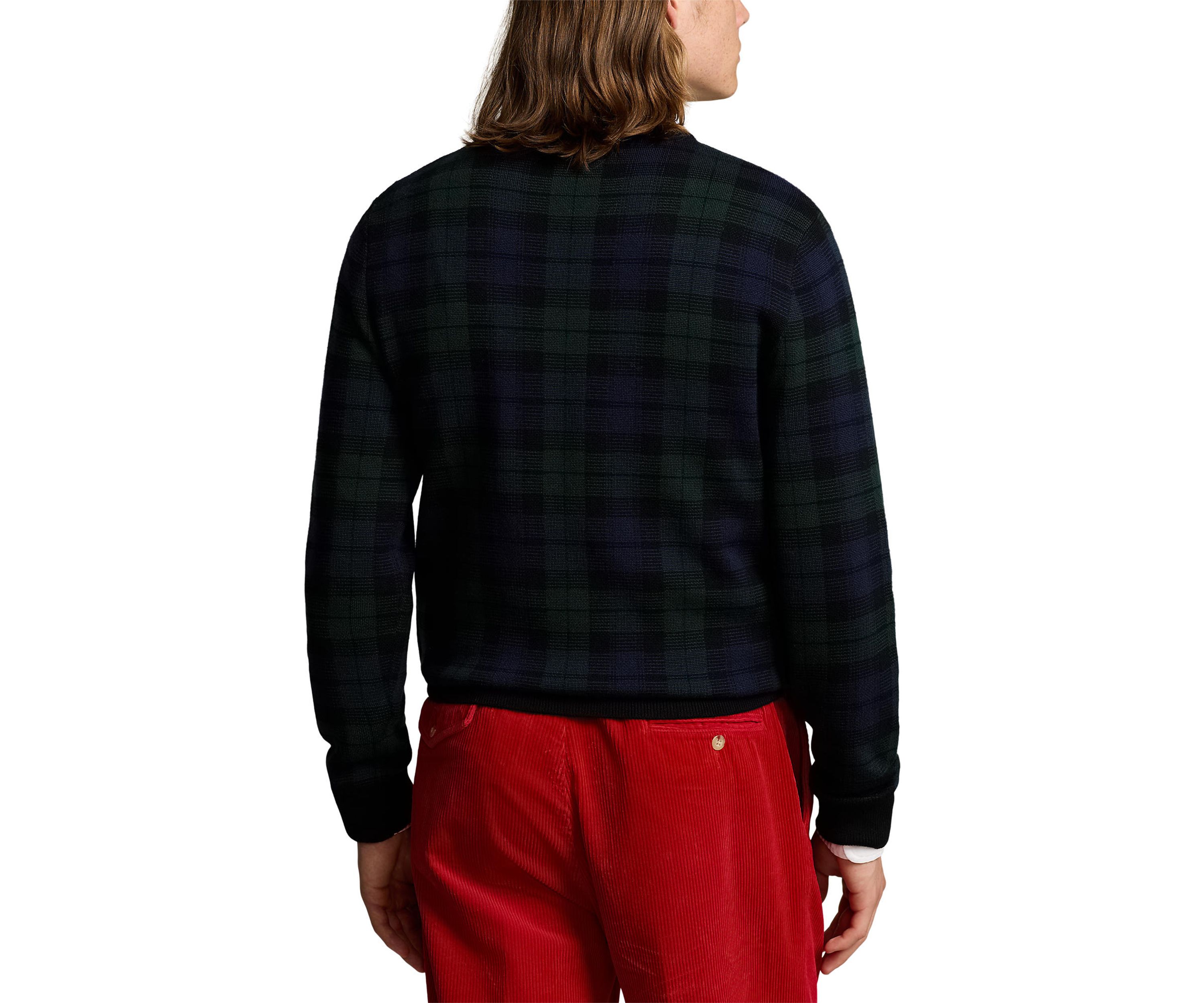 Plaid Washable Wool Sweater