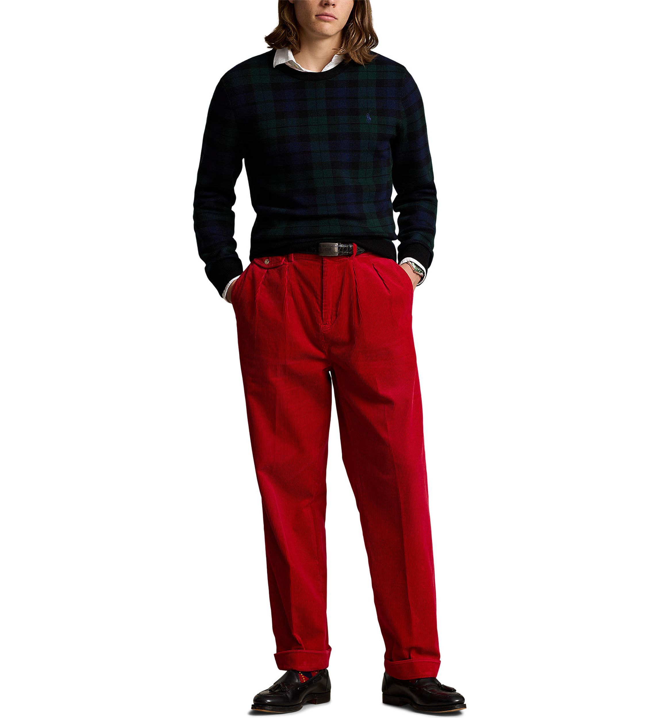 Plaid Washable Wool Sweater