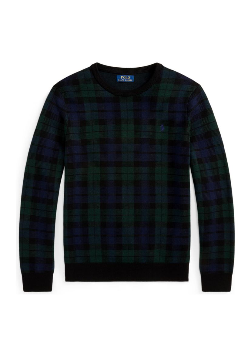 Plaid Washable Wool Sweater