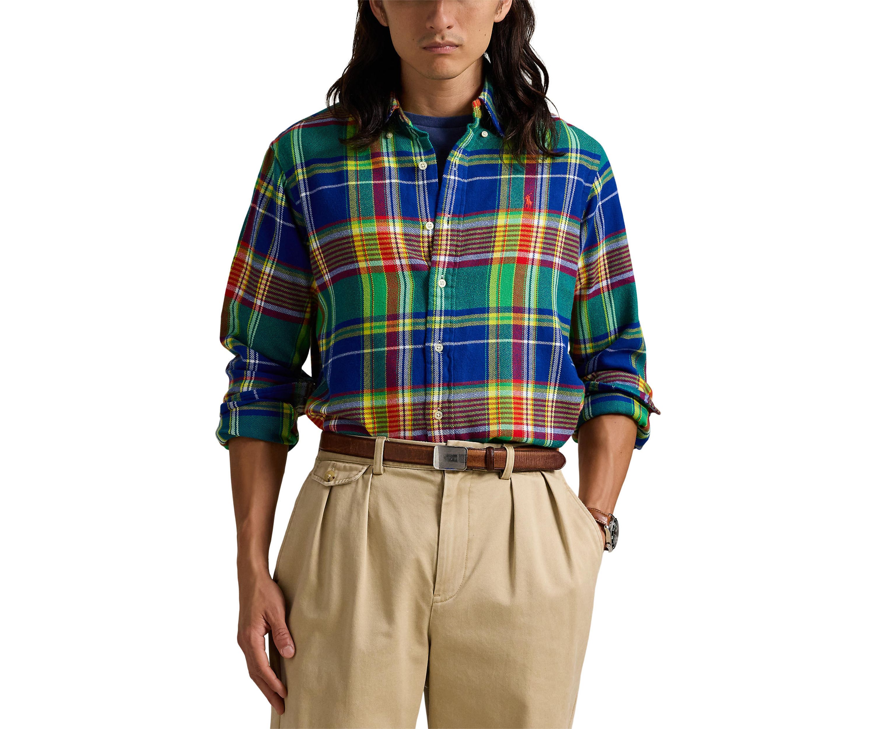 Classic Fit Plaid Brushed Flannel Shirt