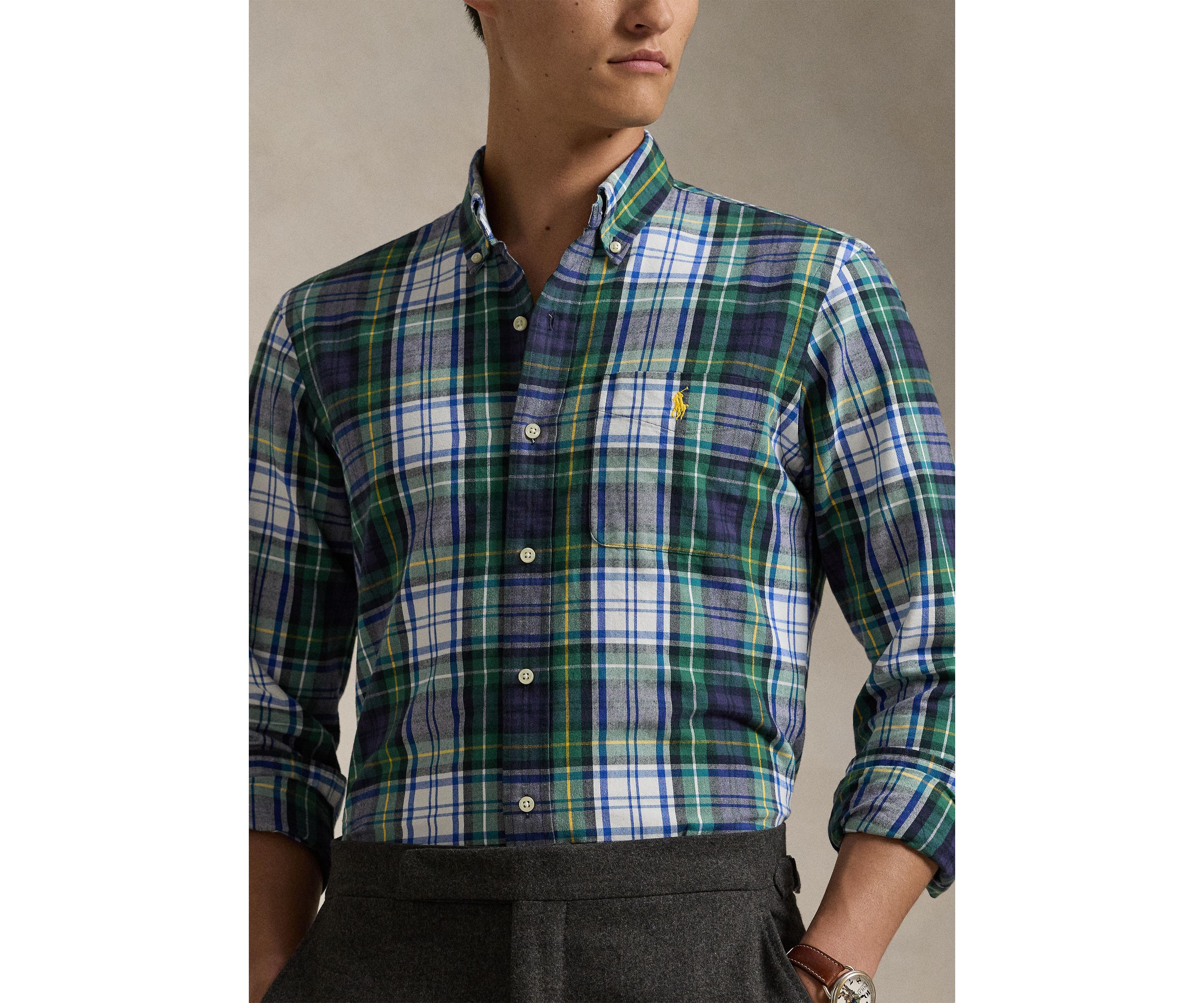 Classic Fit Plaid Brushed Oxford Shirt
