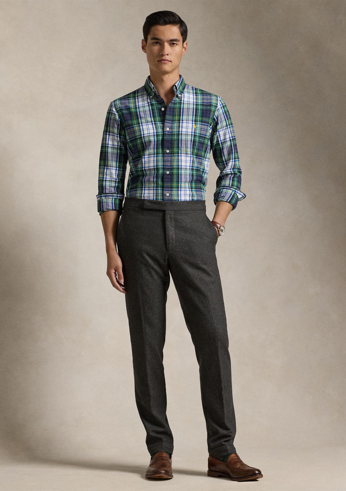 Classic Fit Plaid Brushed Oxford Shirt