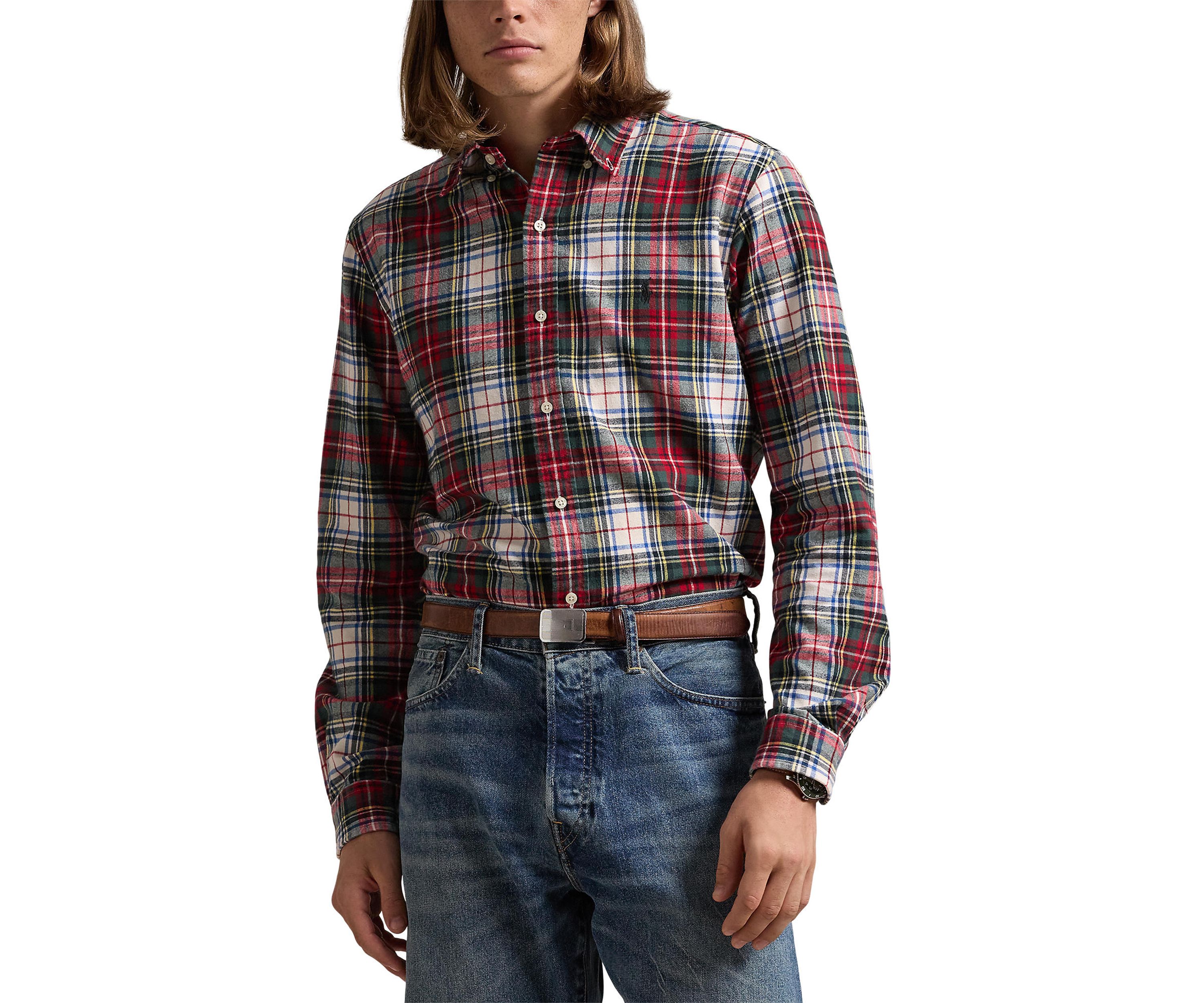 Classic Fit Plaid Brushed Oxford Shirt