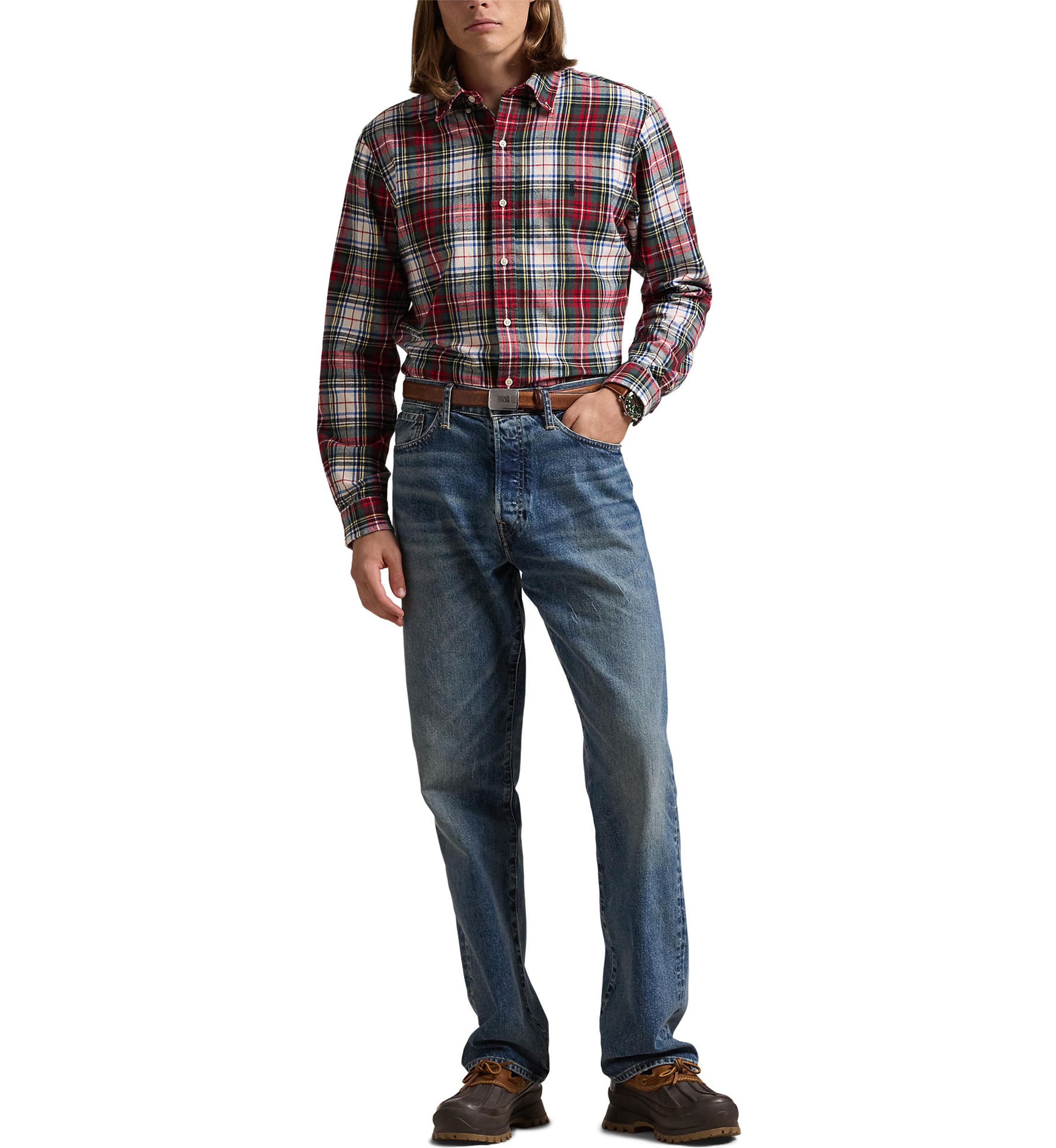 Classic Fit Plaid Brushed Oxford Shirt