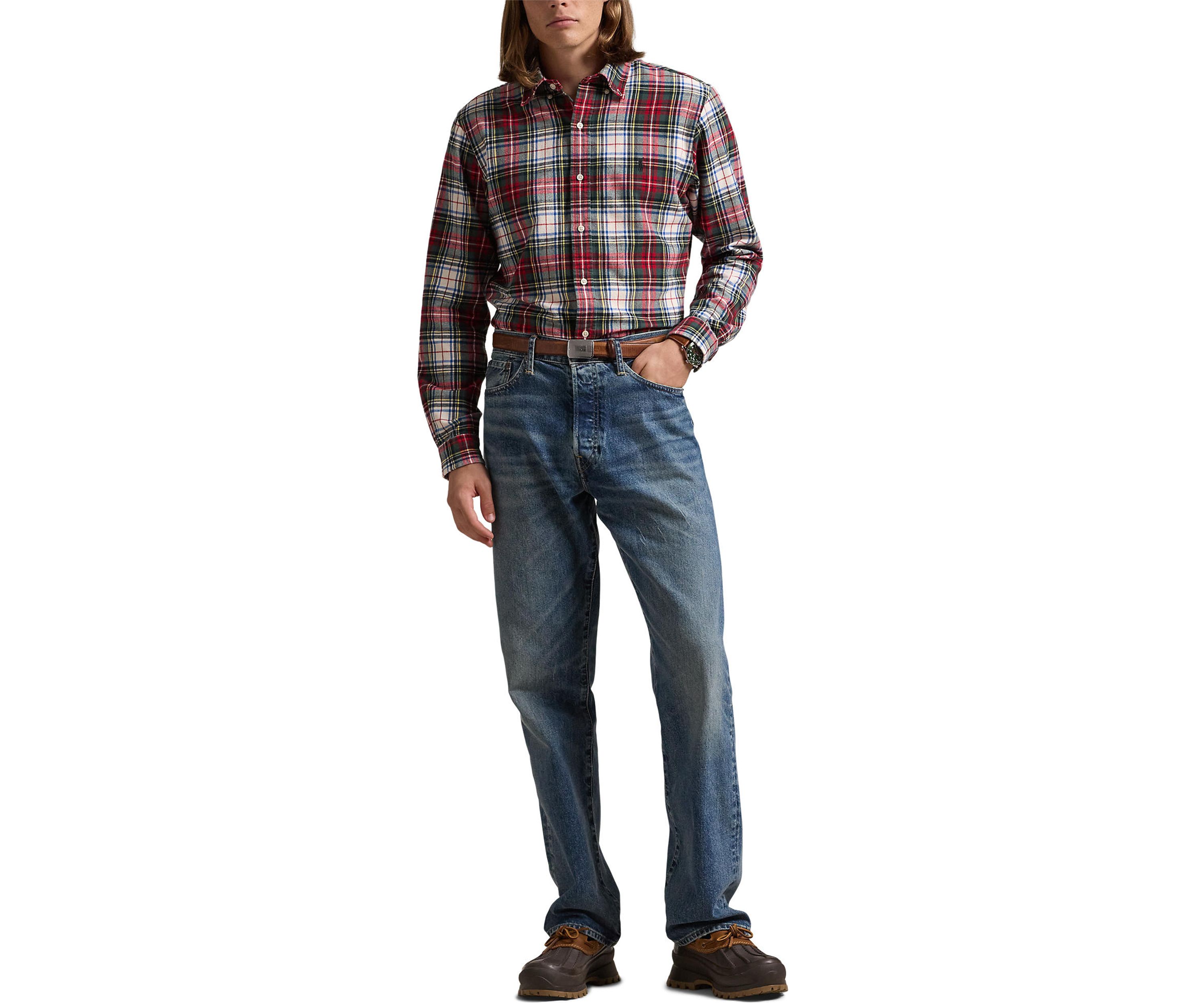 Classic Fit Plaid Brushed Oxford Shirt
