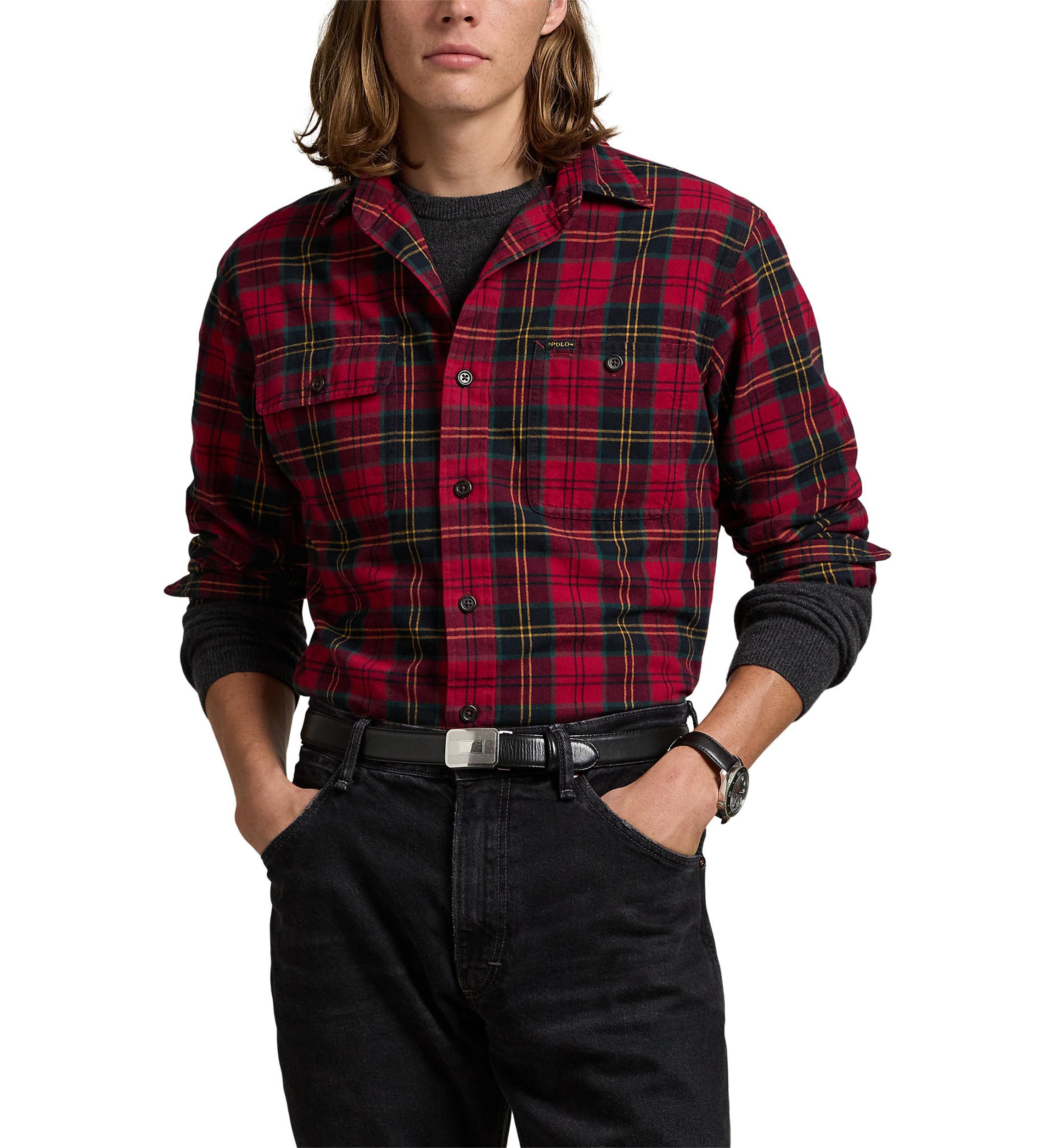 Classic Fit Plaid Brushed Oxford Shirt
