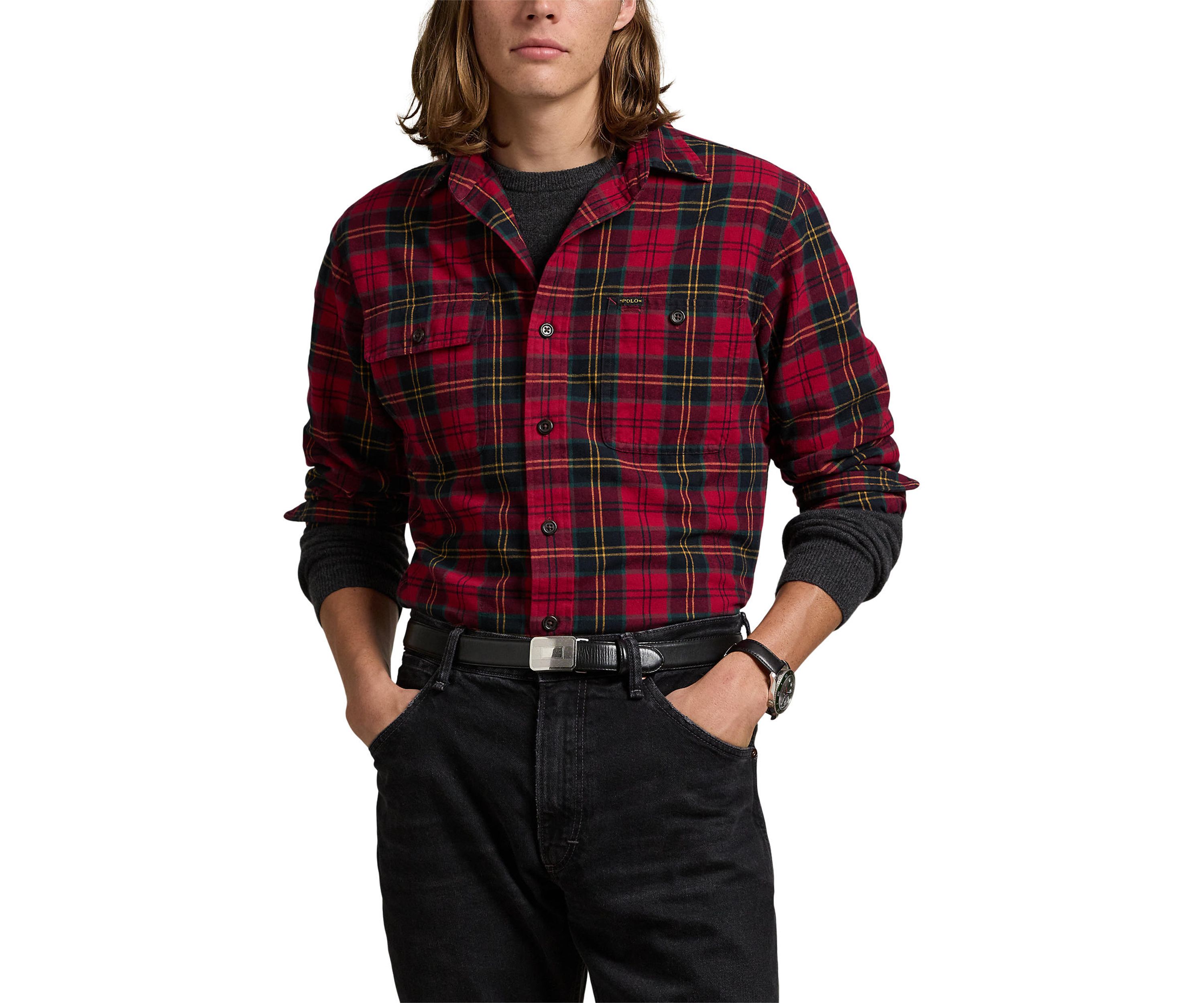 Classic Fit Plaid Brushed Oxford Shirt