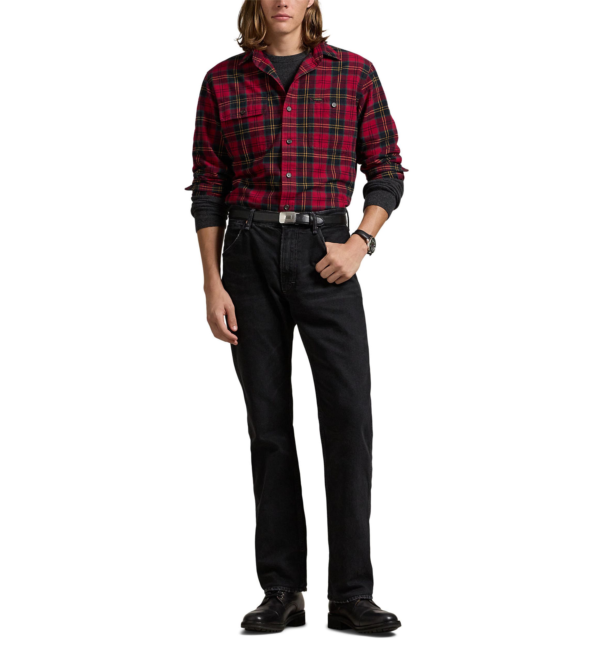 Classic Fit Plaid Brushed Oxford Shirt