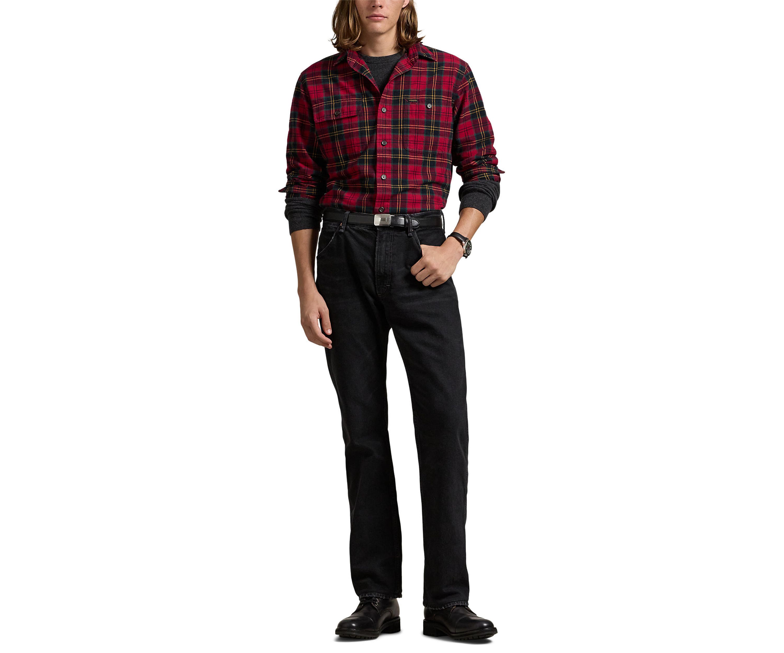 Classic Fit Plaid Brushed Oxford Shirt