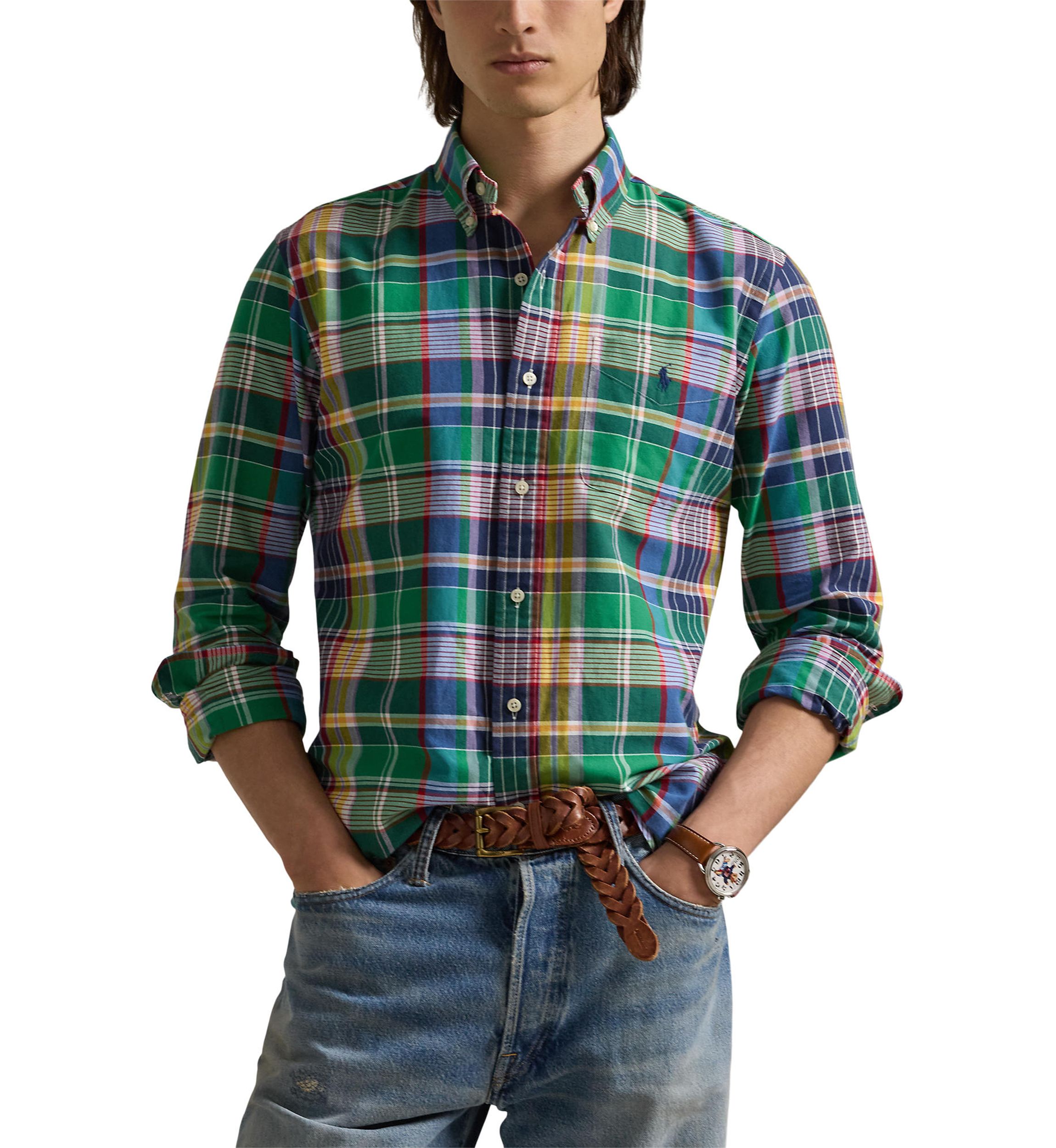 Classic Fit Plaid Oxford Shirt