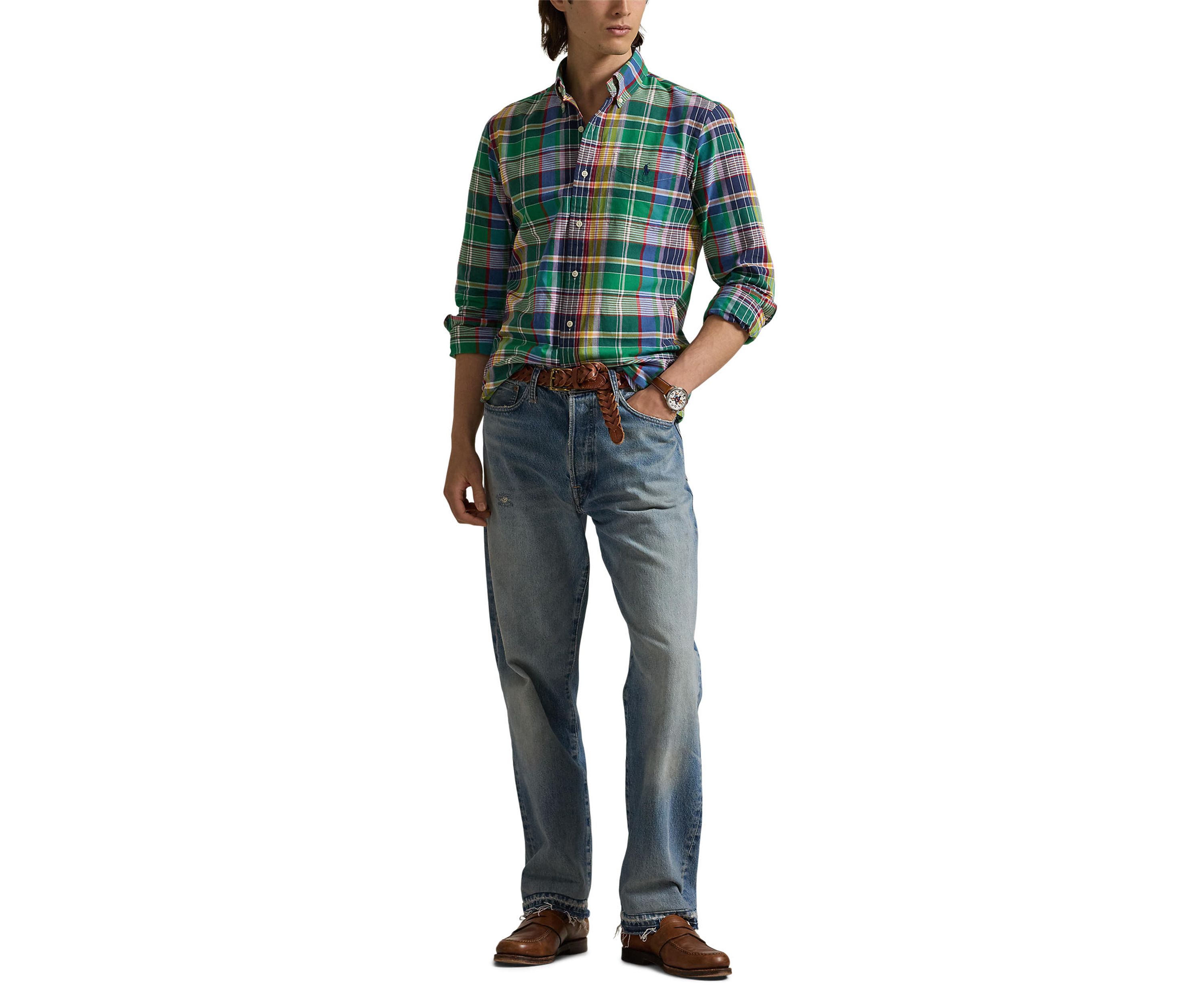 Classic Fit Plaid Oxford Shirt
