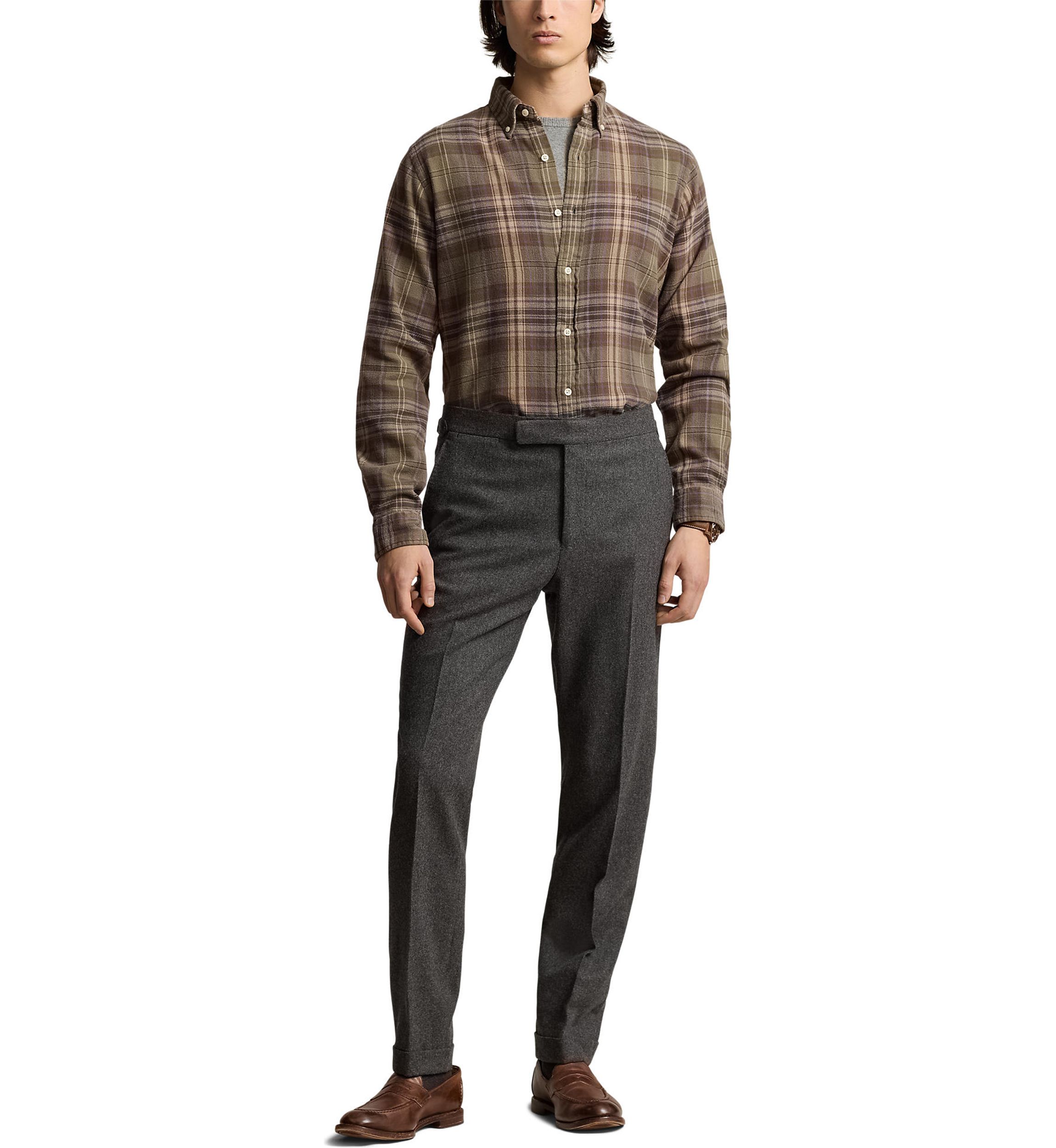 Classic Fit Plaid Brushed Flannel Shirt