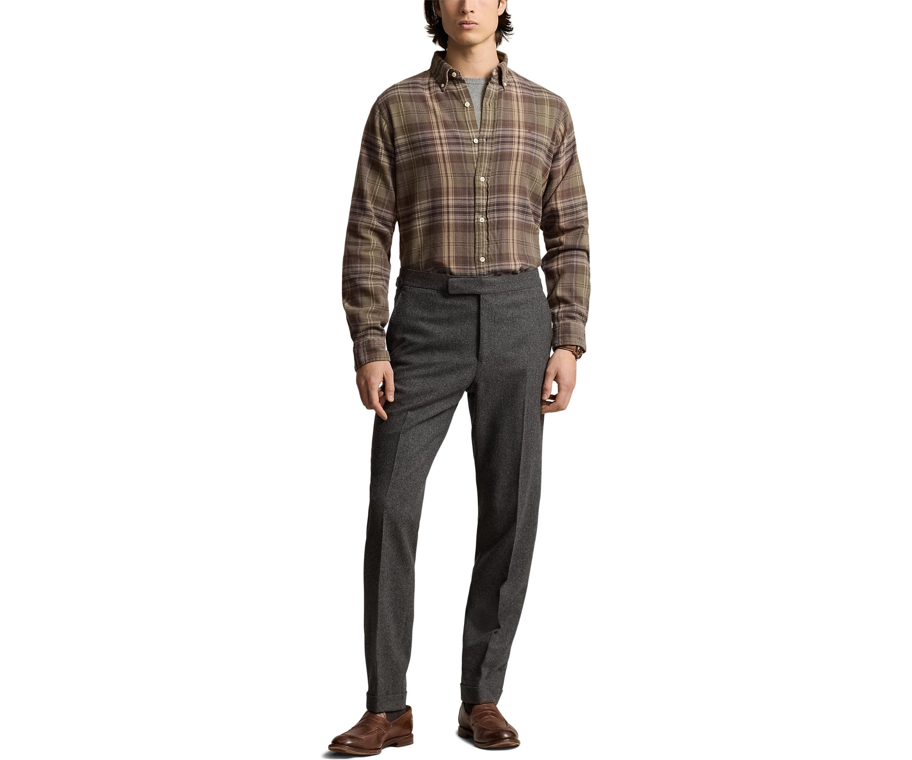 Classic Fit Plaid Brushed Flannel Shirt