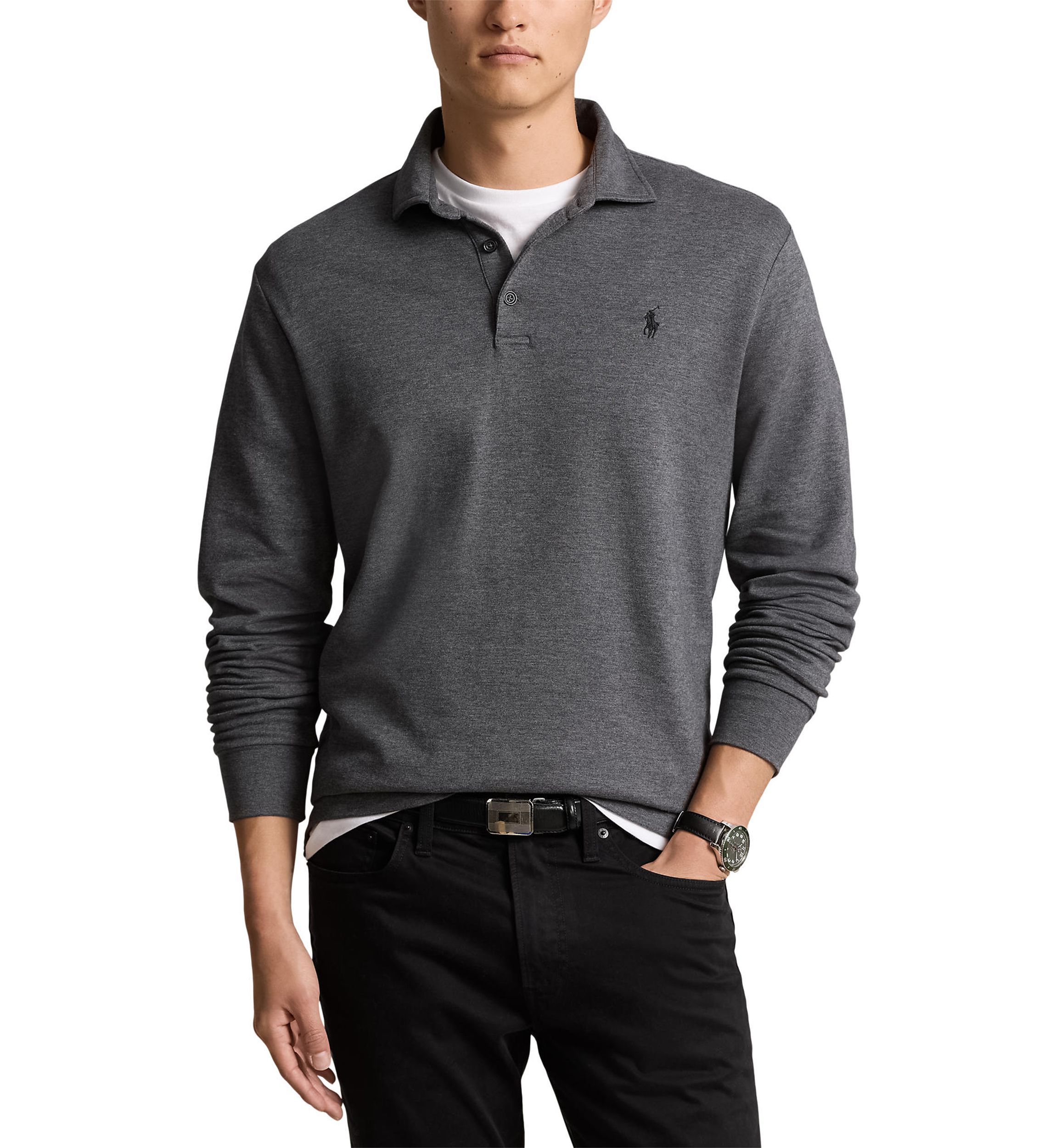 Luxury Jersey Polo-Collar Pullover