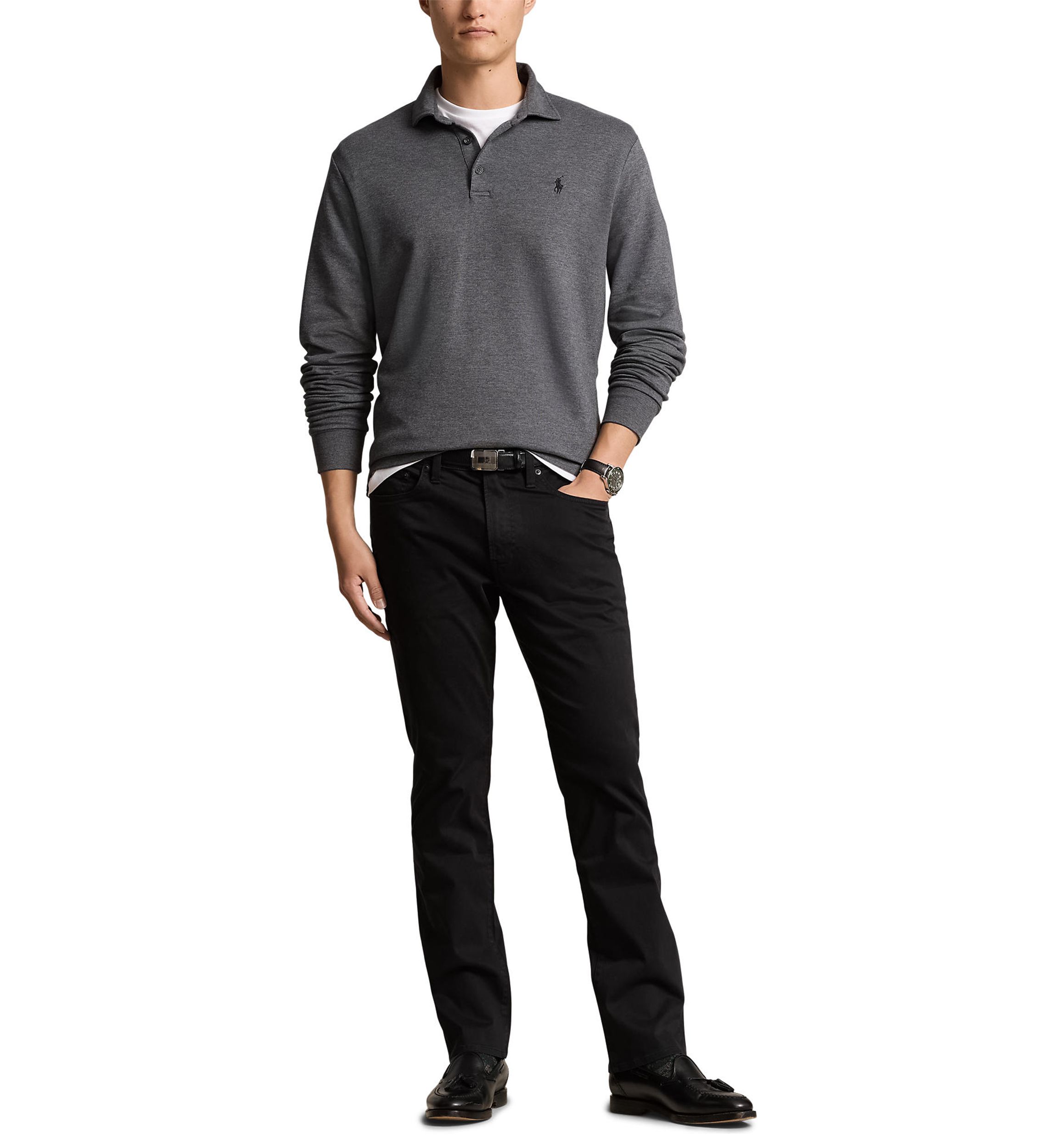 Luxury Jersey Polo-Collar Pullover