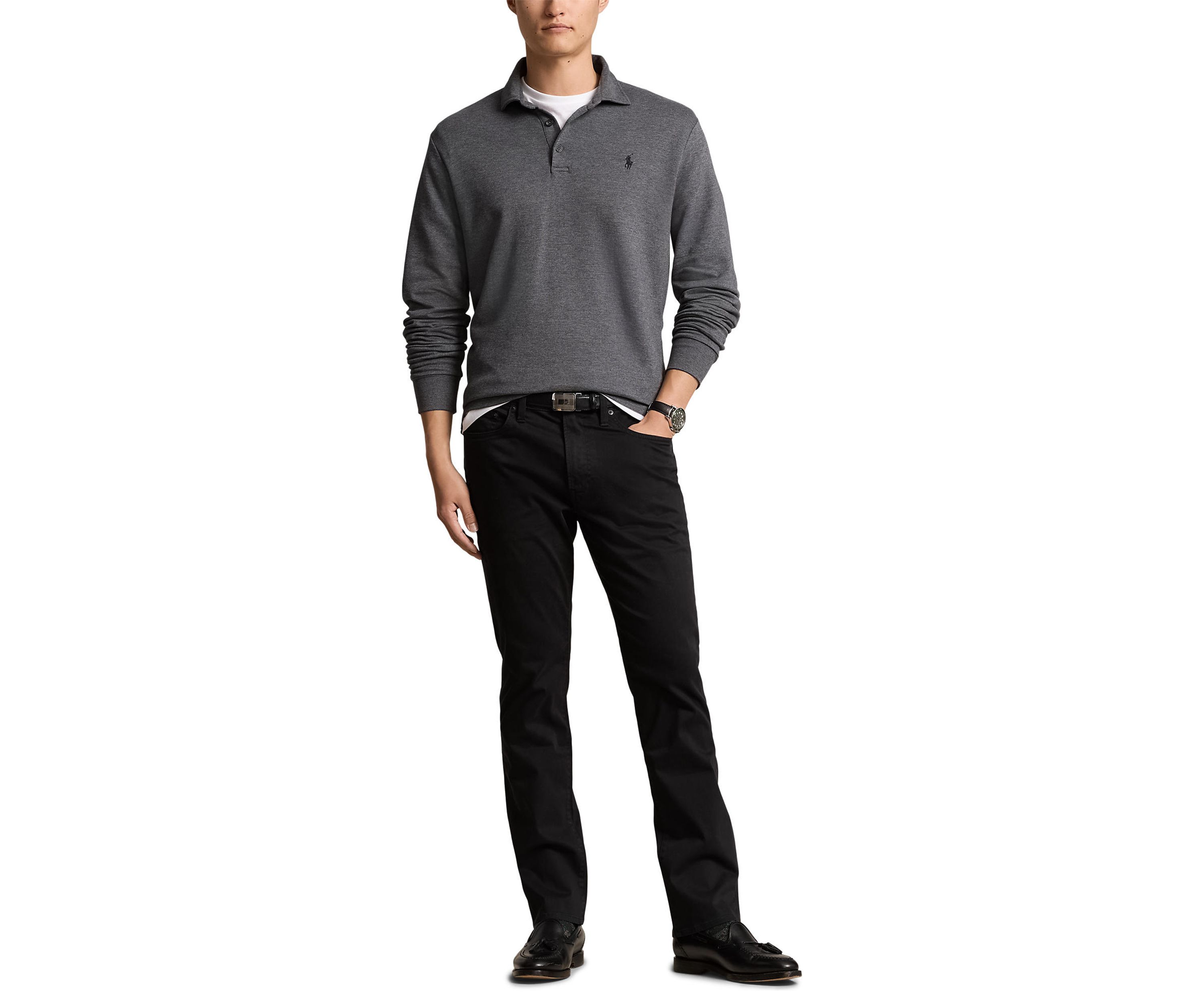 Luxury Jersey Polo-Collar Pullover
