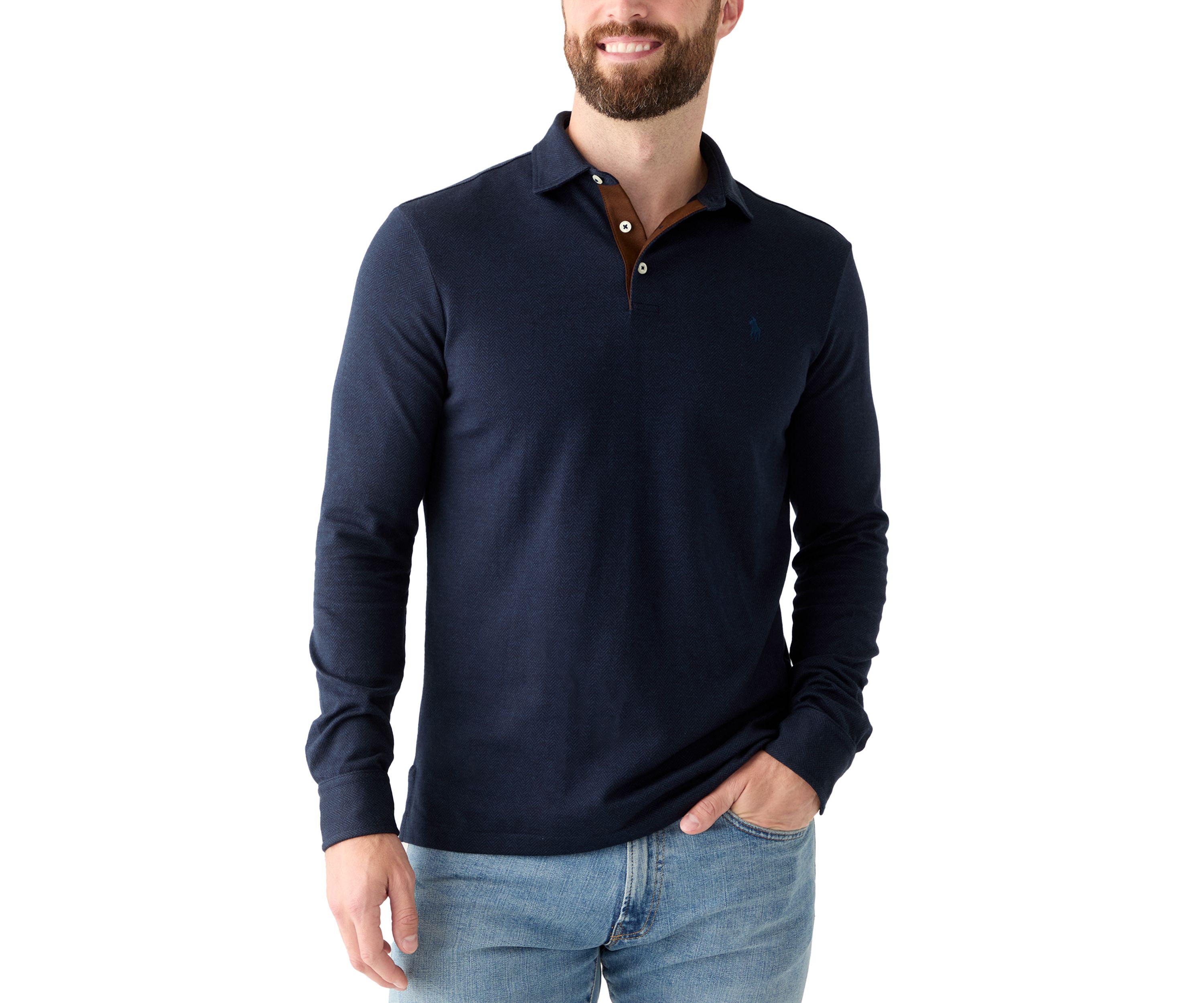 Custom Slim Fit Herringbone Polo Shirt